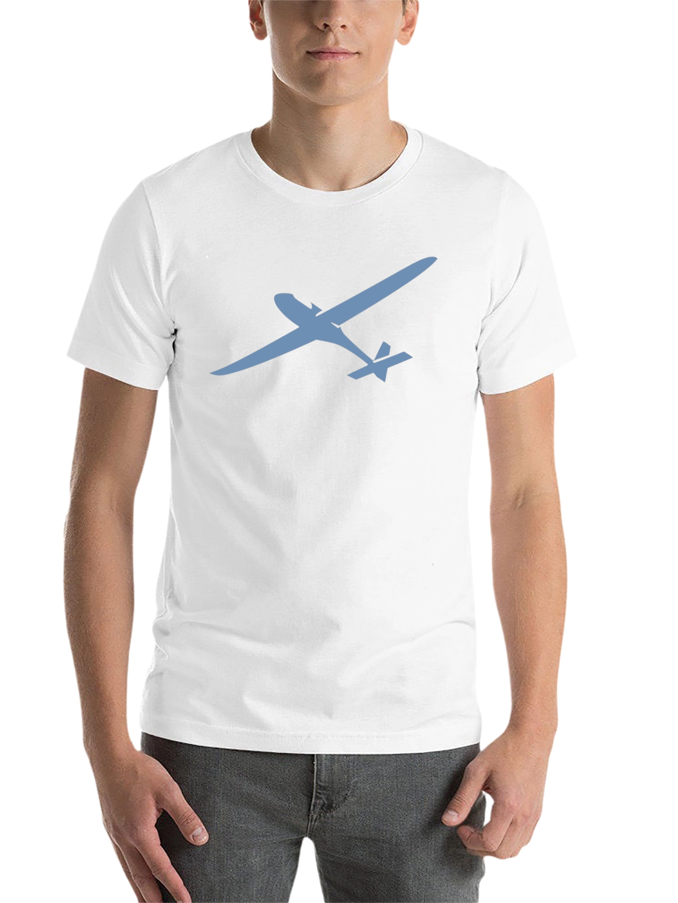 Black Black T-Shirt with Glider Airplane Design view 14