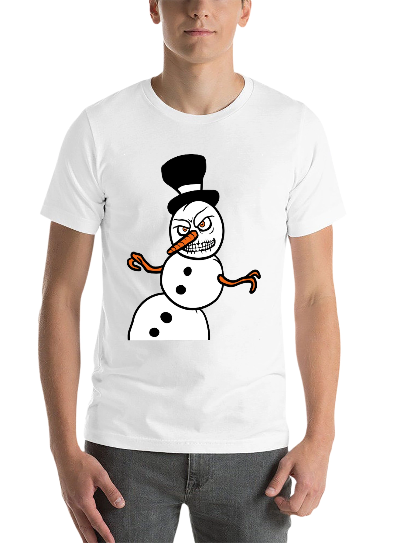 Black Grumpy Snowman Graphic Tee view 14
