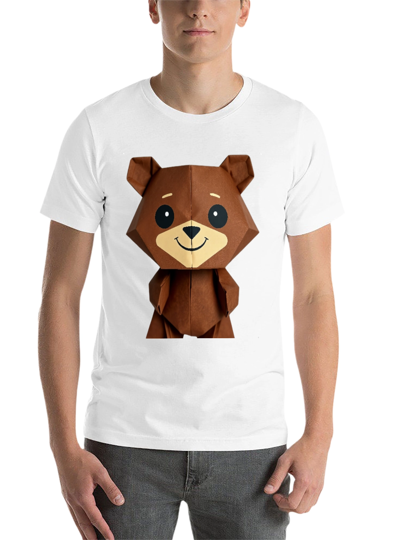 Black Geometric Bear Graphic Tee - Modern Streetwear view 14