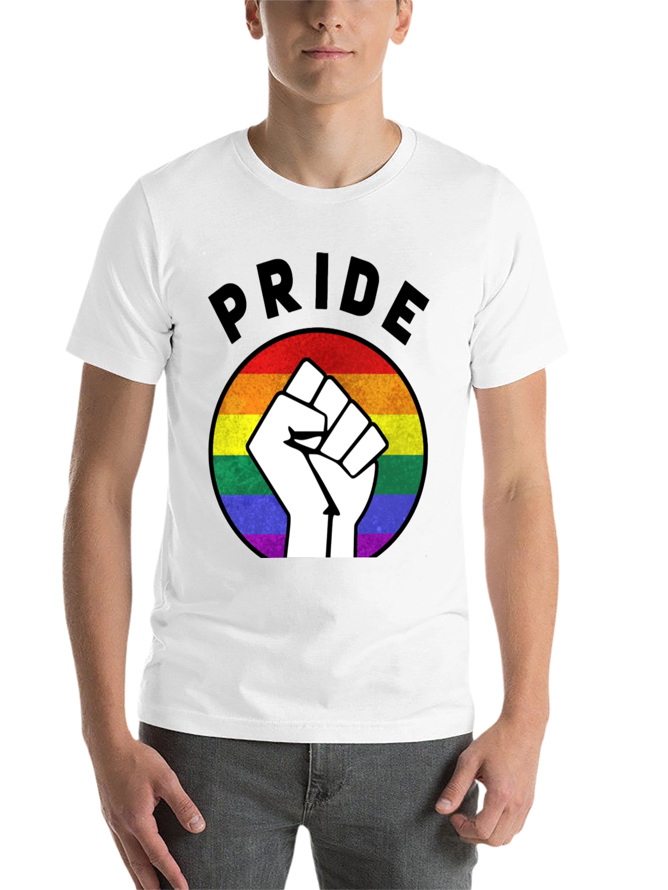 Black Pride Fist Rainbow Graphic T-Shirt view 14