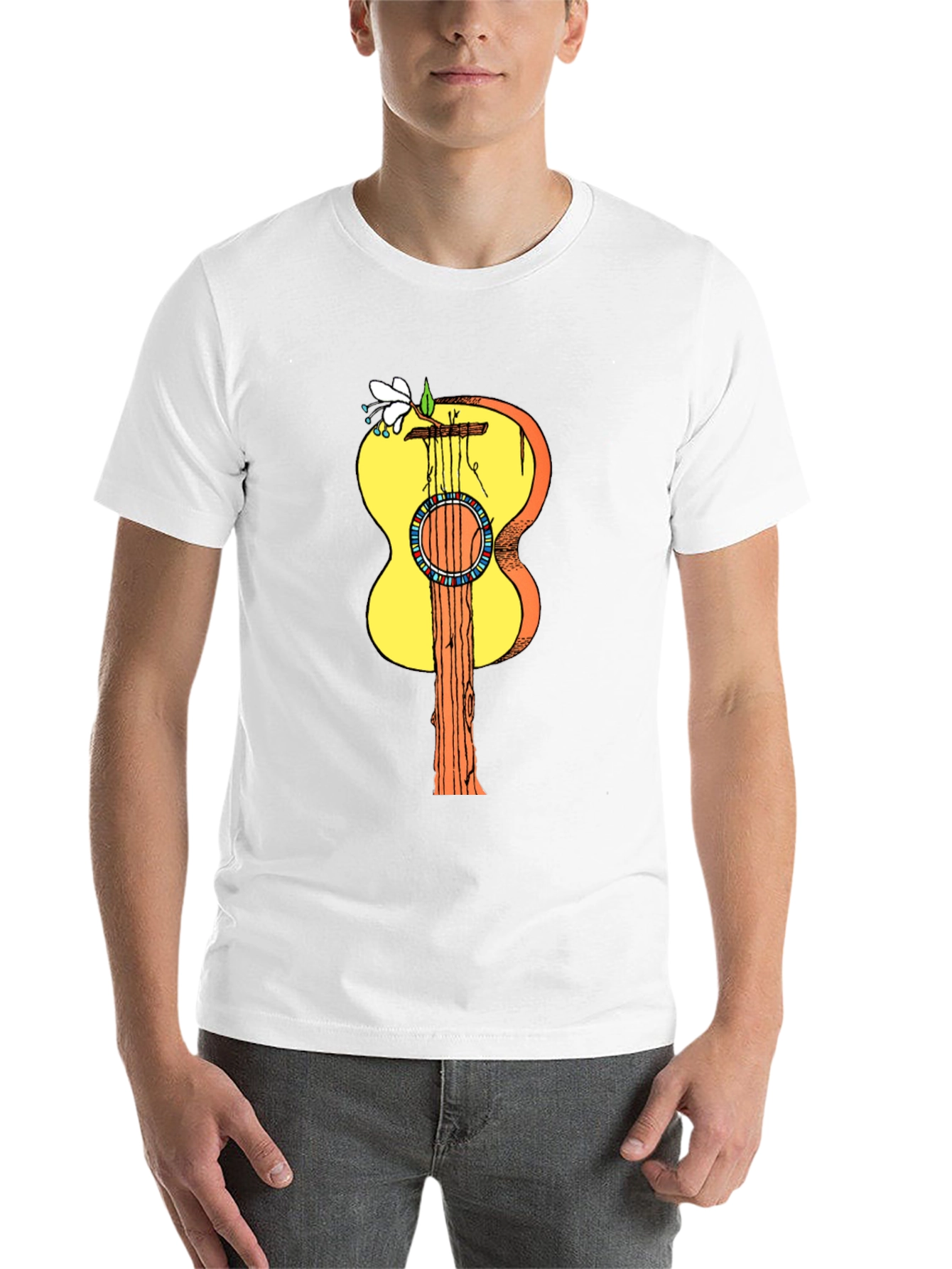 Black Guitar Tree Graphic Tee - Stylish Nature Design view 14