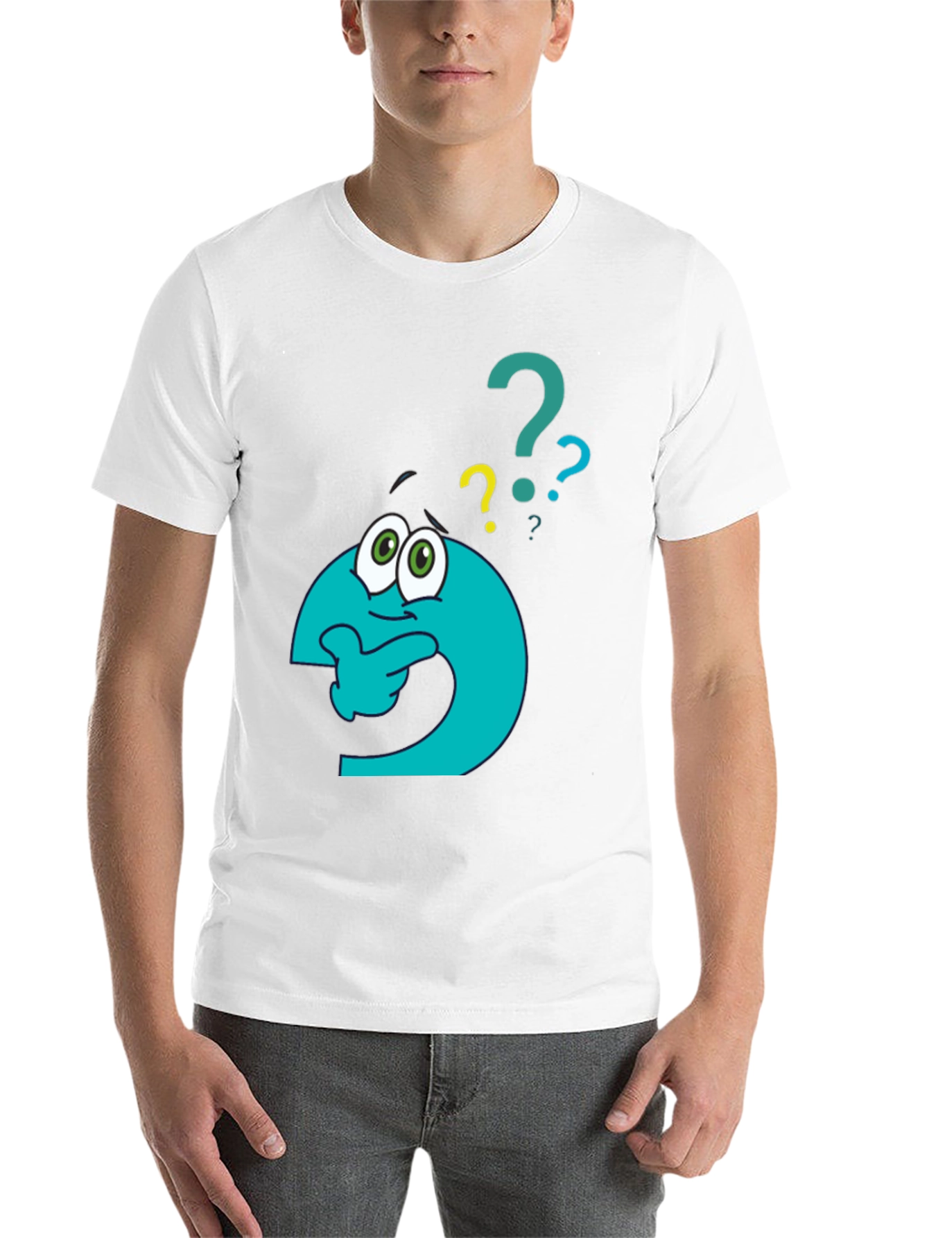 Black Thinking Question Mark Graphic T-Shirt view 14