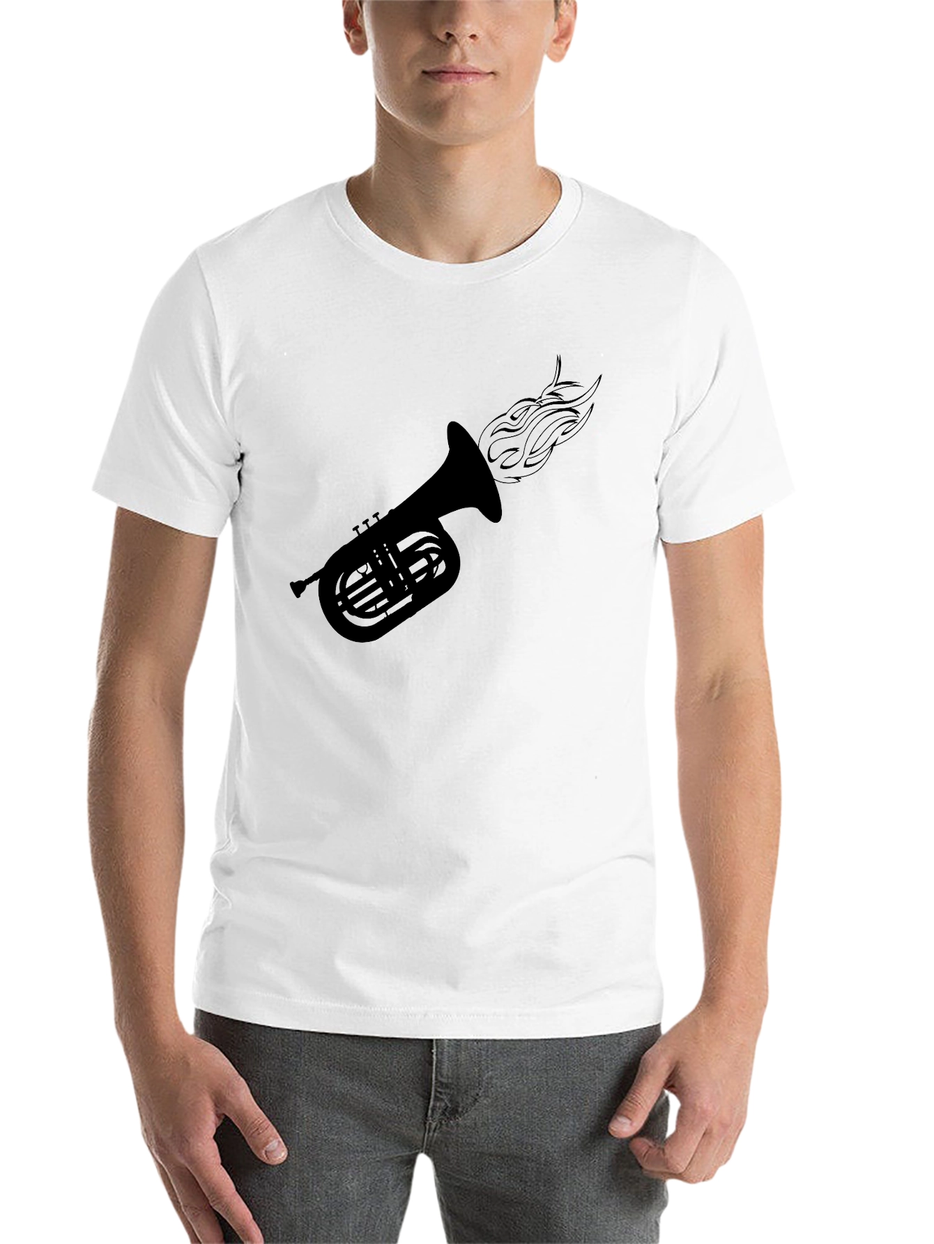 Black Fiery Tuba Graphic Tee - Black Cotton Comfort view 14