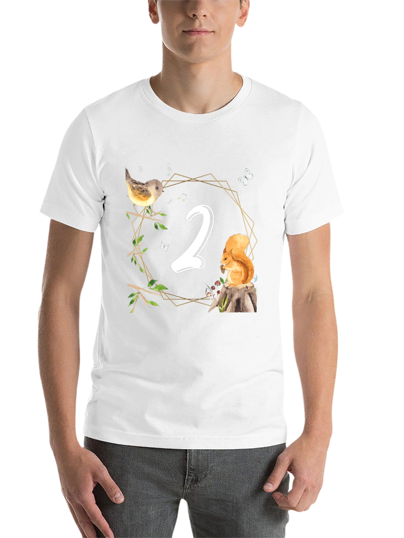 Black Cute Woodland Second Birthday T-Shirt view 14