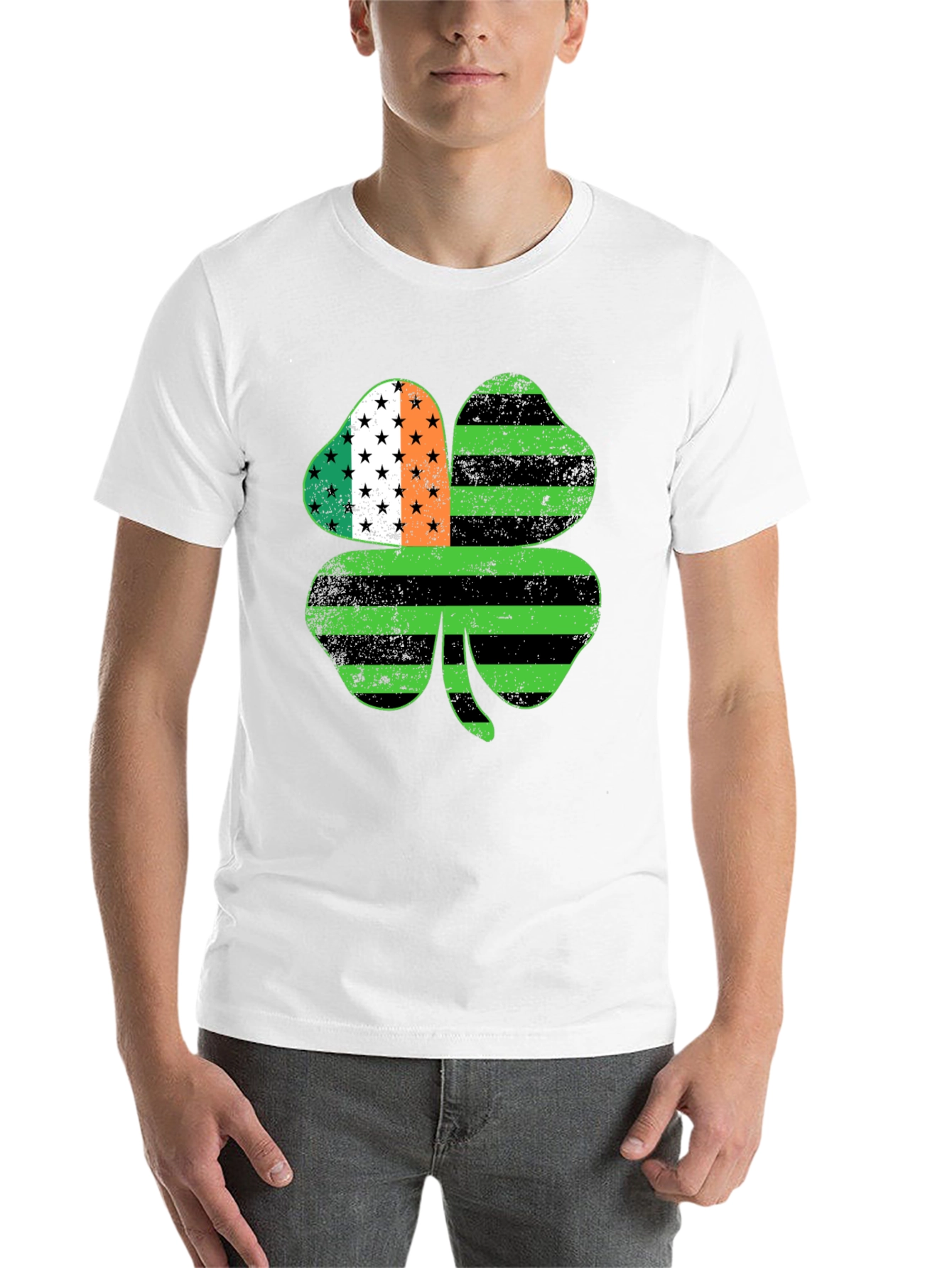 Black St. Patrick's Day Shamrock T-Shirt view 14