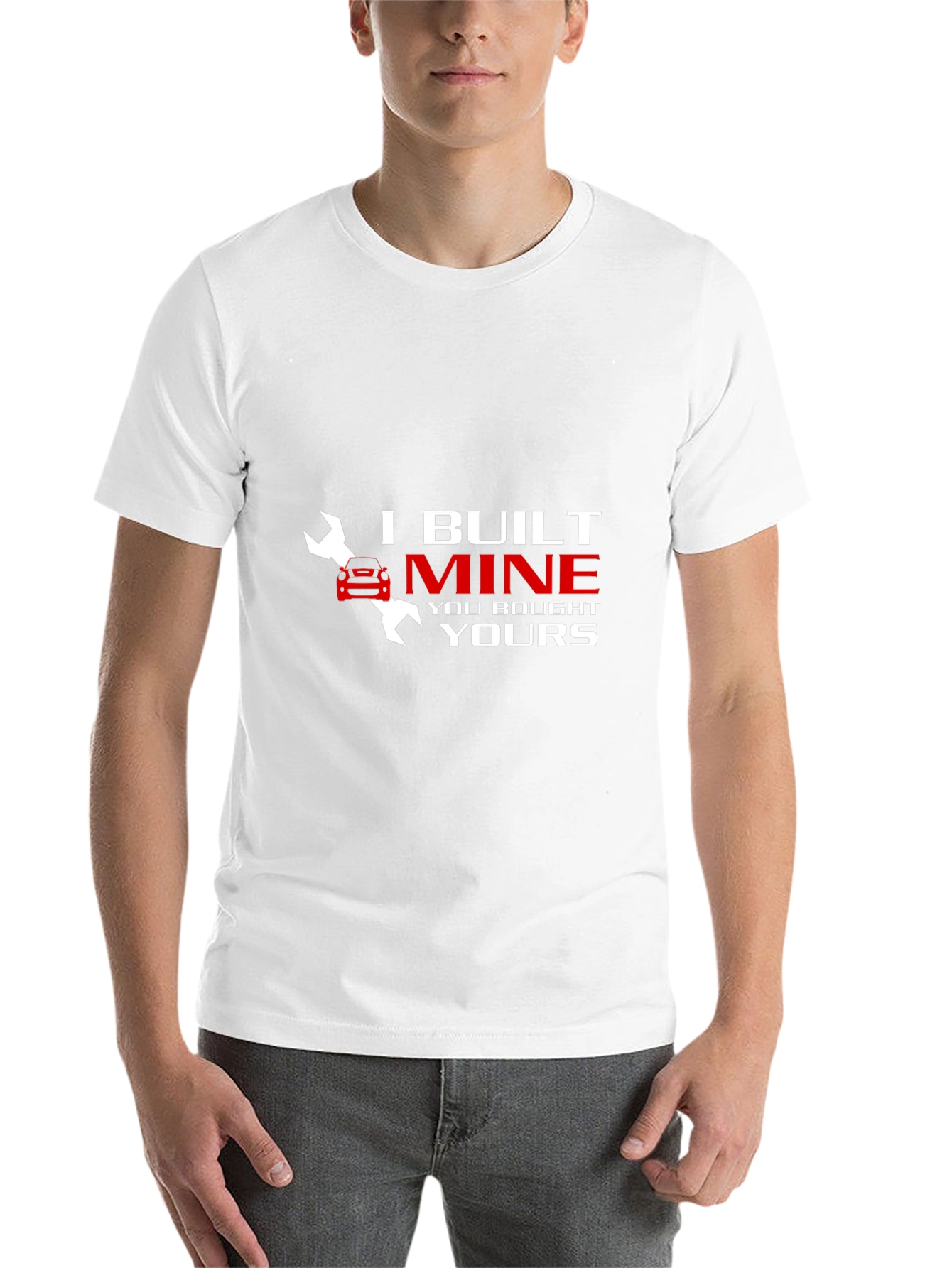 Black I Built Mine Funny Car Mechanic T-Shirt view 14