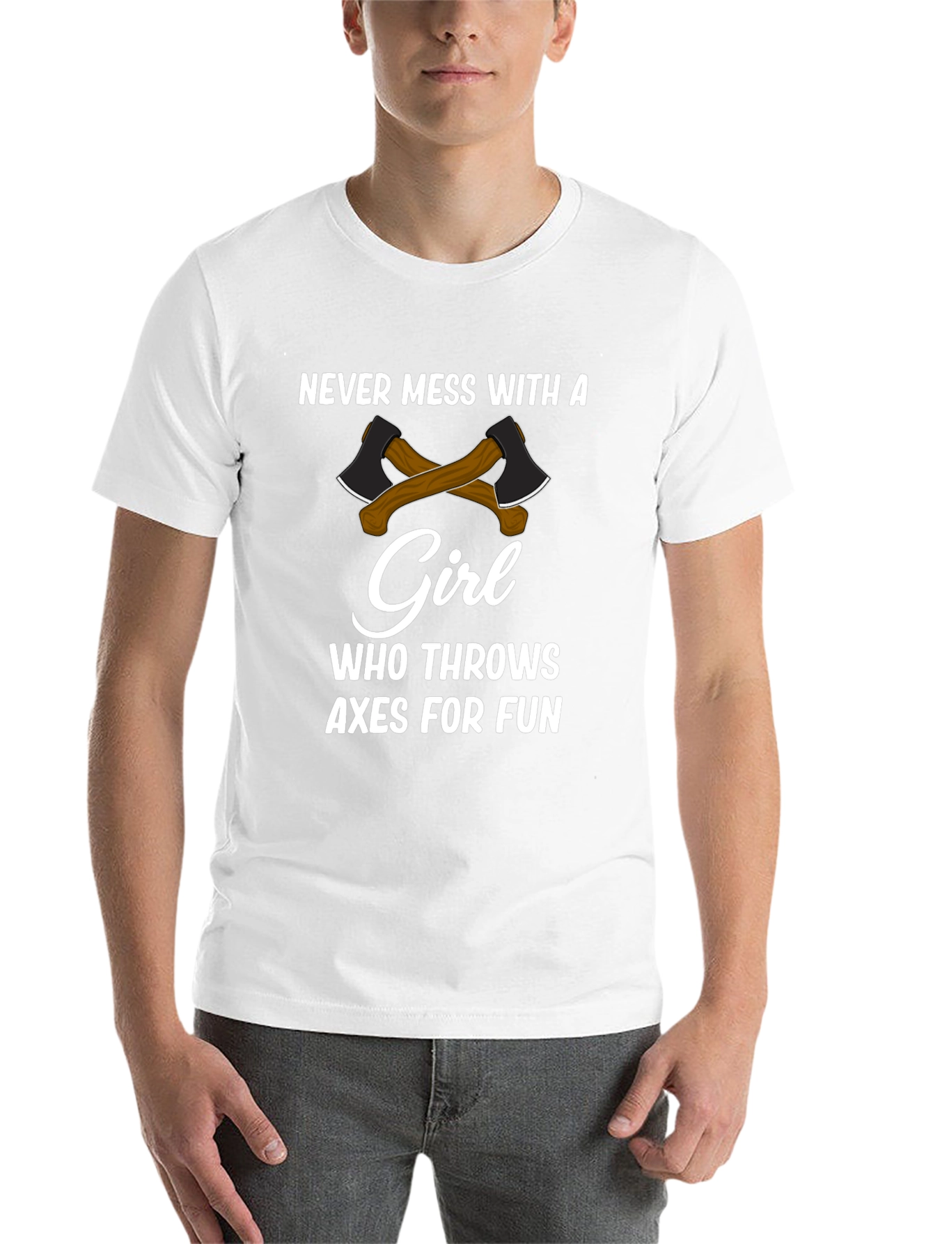 Black Never Mess With a Girl Axe Throwing T-Shirt view 14