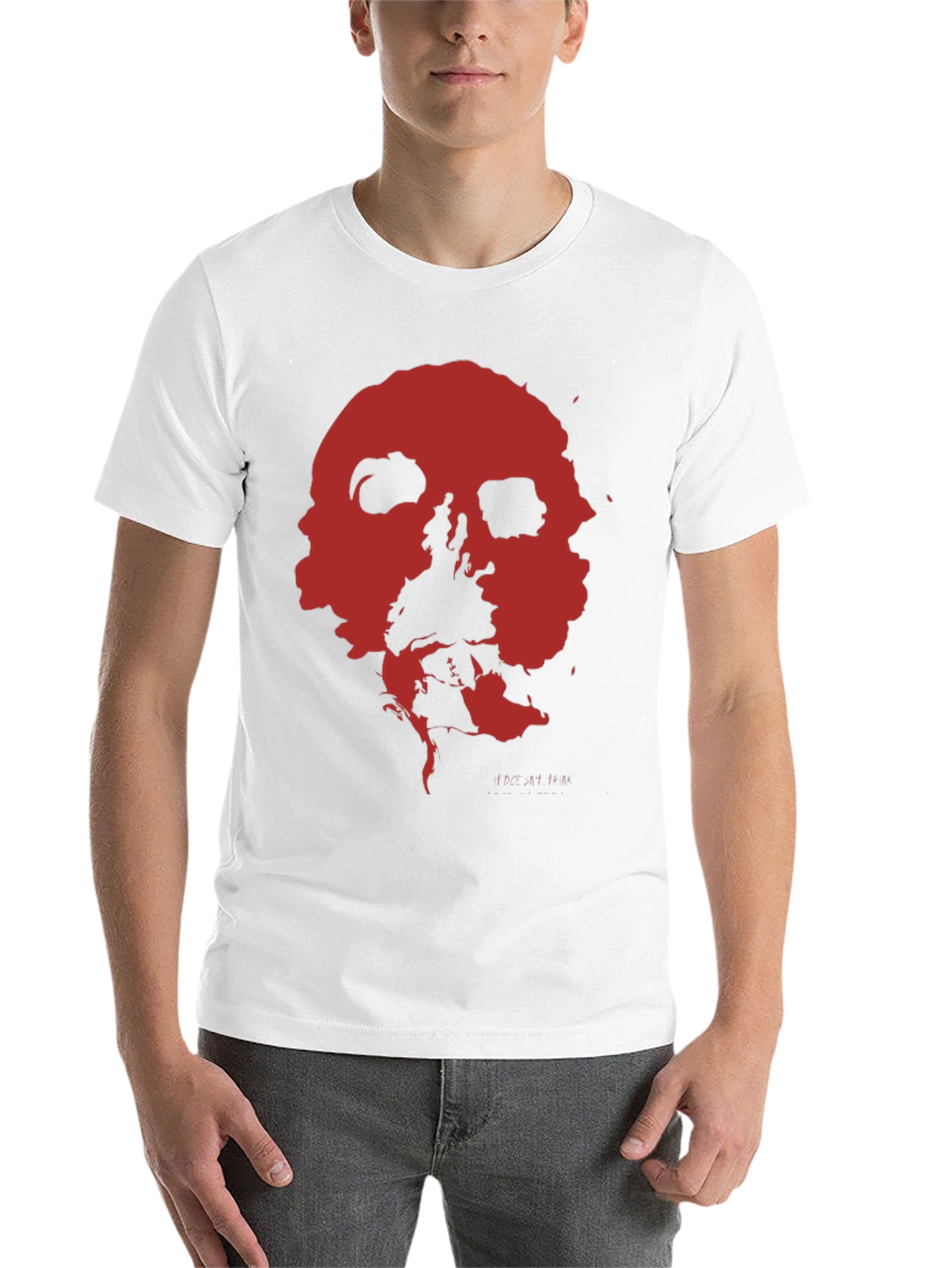 Black Abstract Red Skull Graphic Print Black T-Shirt view 14