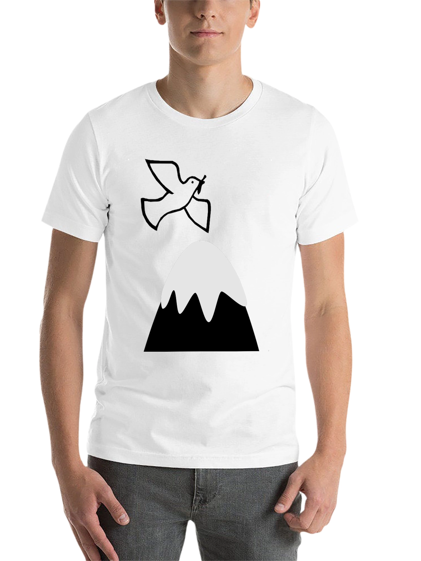 Black Dove Over Mountain Graphic Tee - Unisex Black T-Shirt view 14
