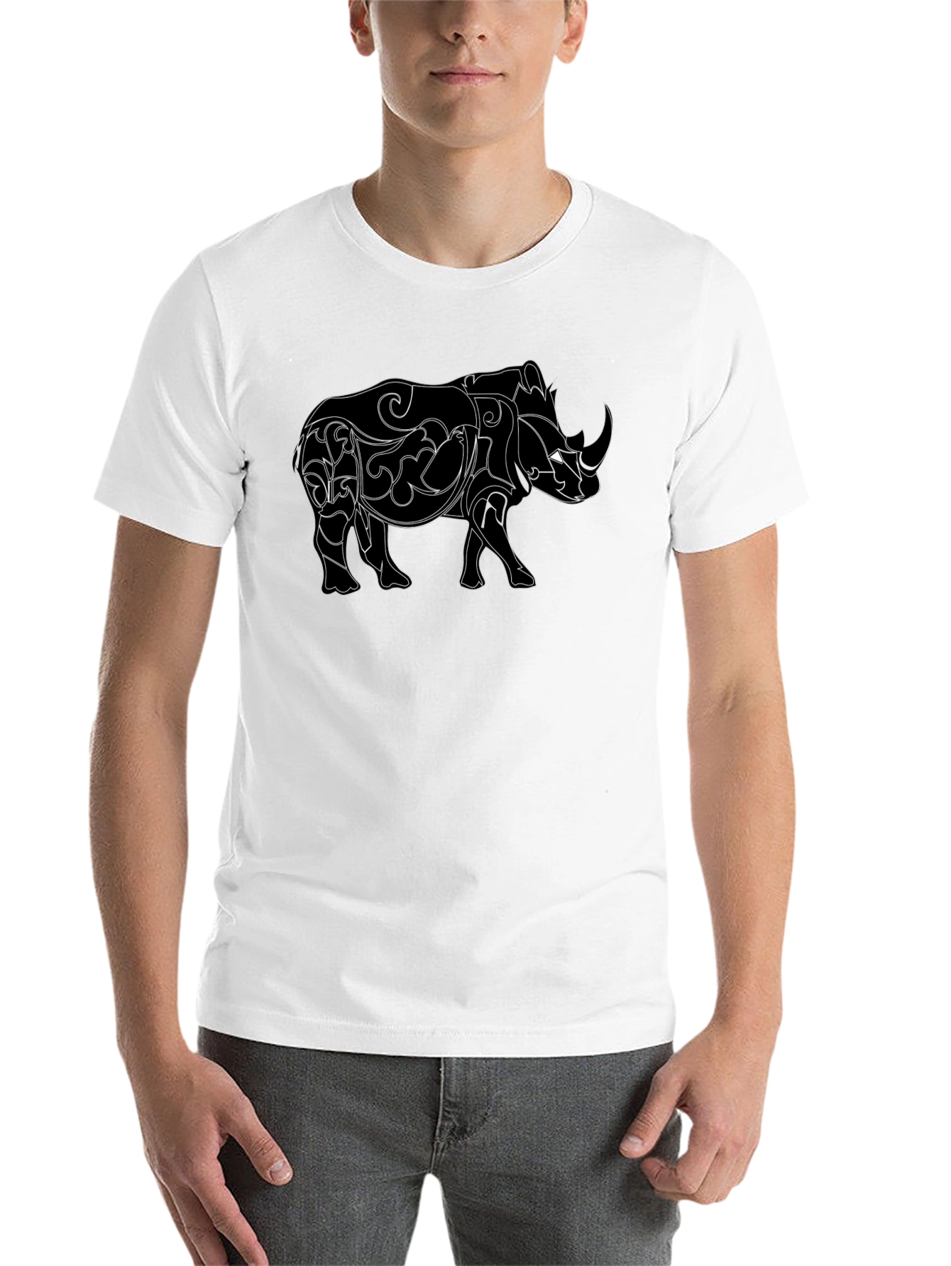 Black Rhinoceros Graphic Black T-Shirt view 14