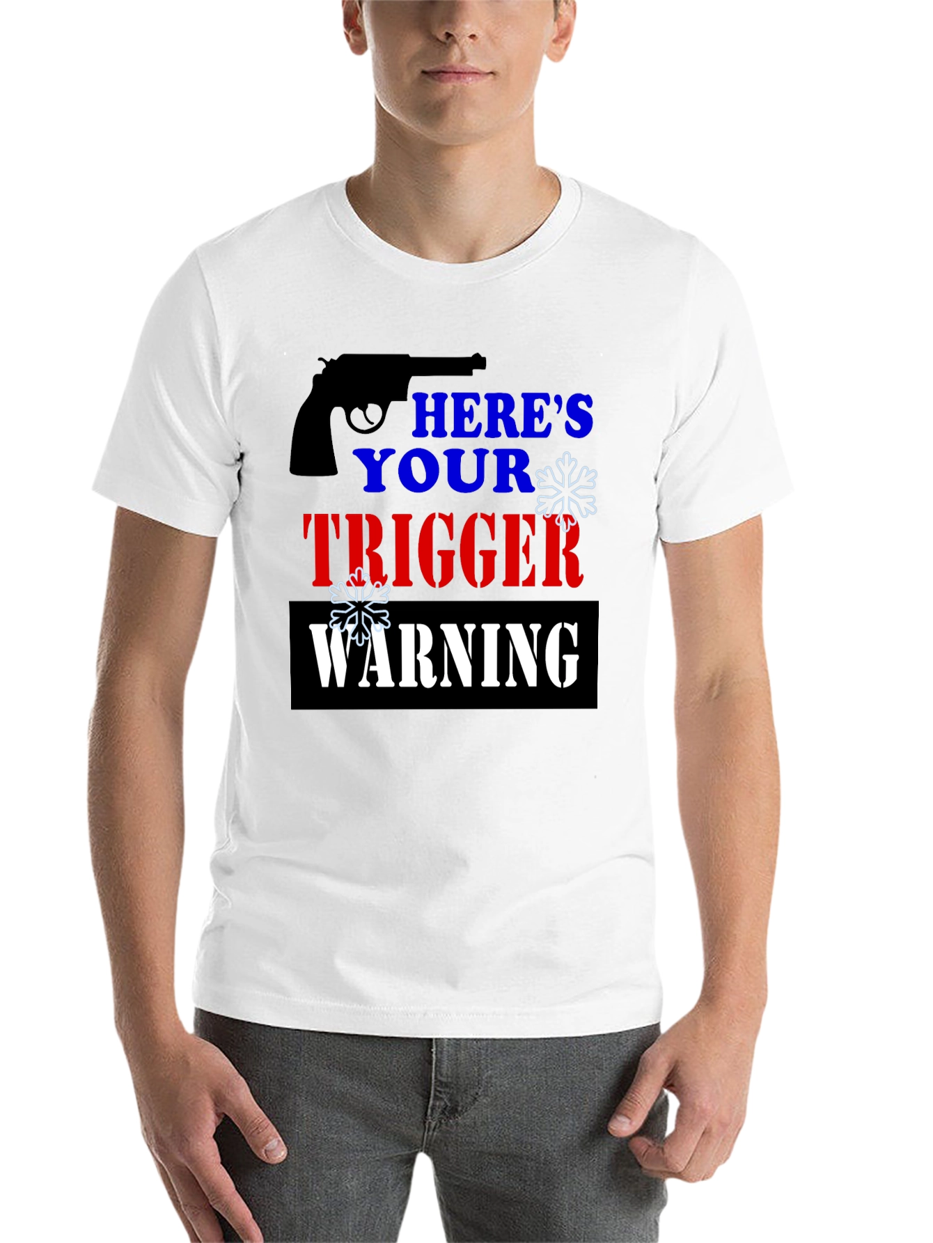Black Here's Your Trigger Warning Funny T-Shirt view 14