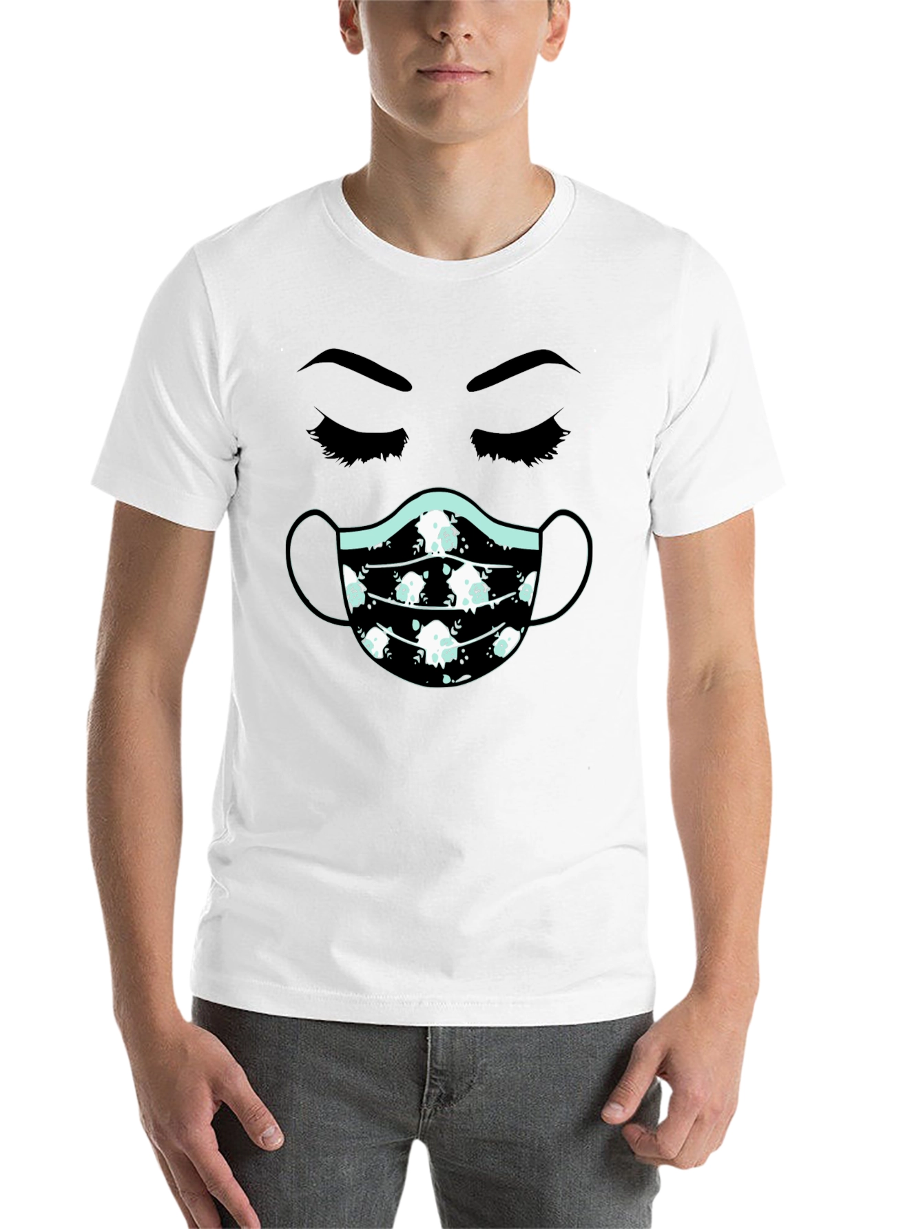 Black Masked Face T-Shirt - Unisex Cotton Tee view 14