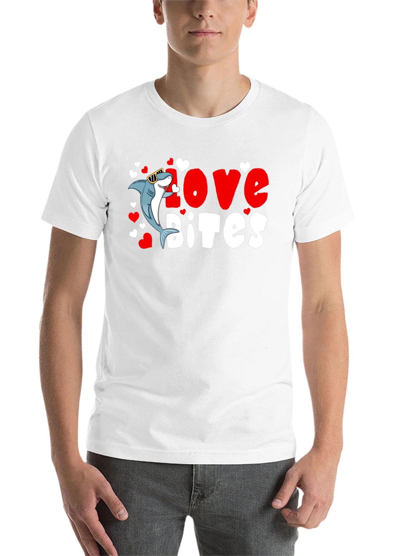 Black Love Bites Shark Valentine's Day T-Shirt view 14