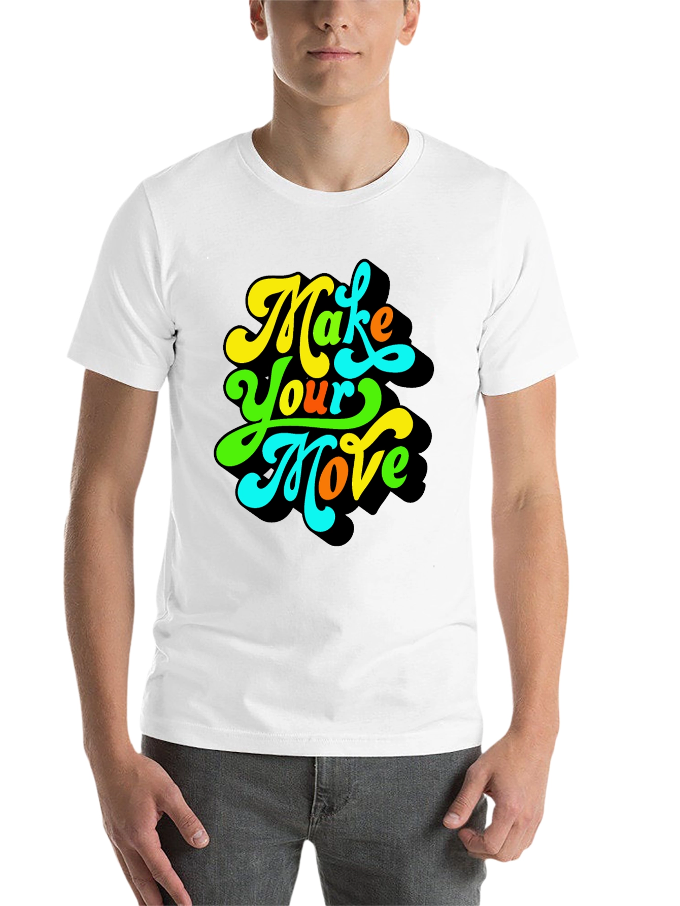 Black Make Your Move Graphic Tee - Retro Style Black T-Shirt view 14