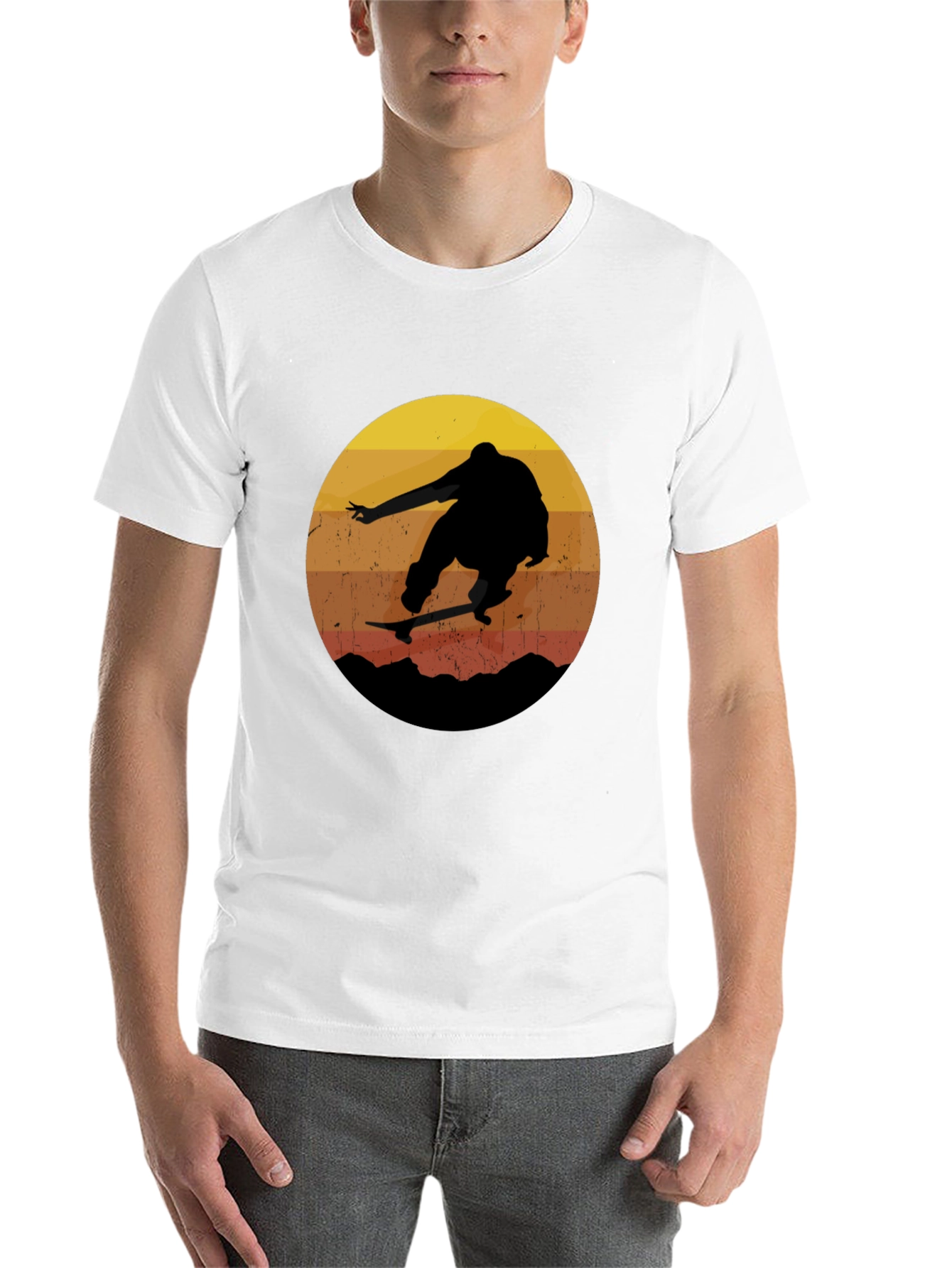 Black Retro Skateboarder T-Shirt view 14