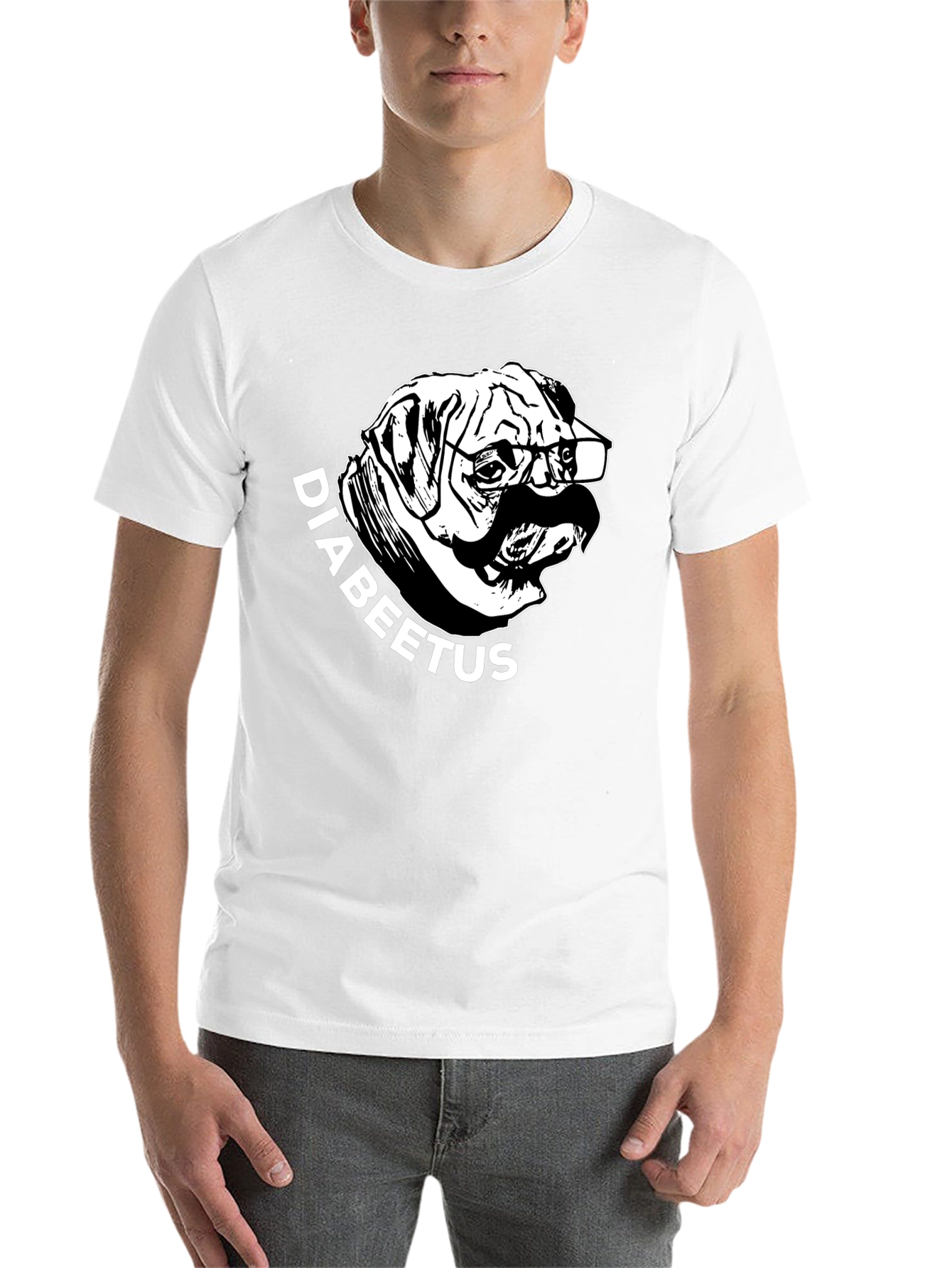 Black Diabeetus Pug T-Shirt - Novelty Graphic Tee view 14