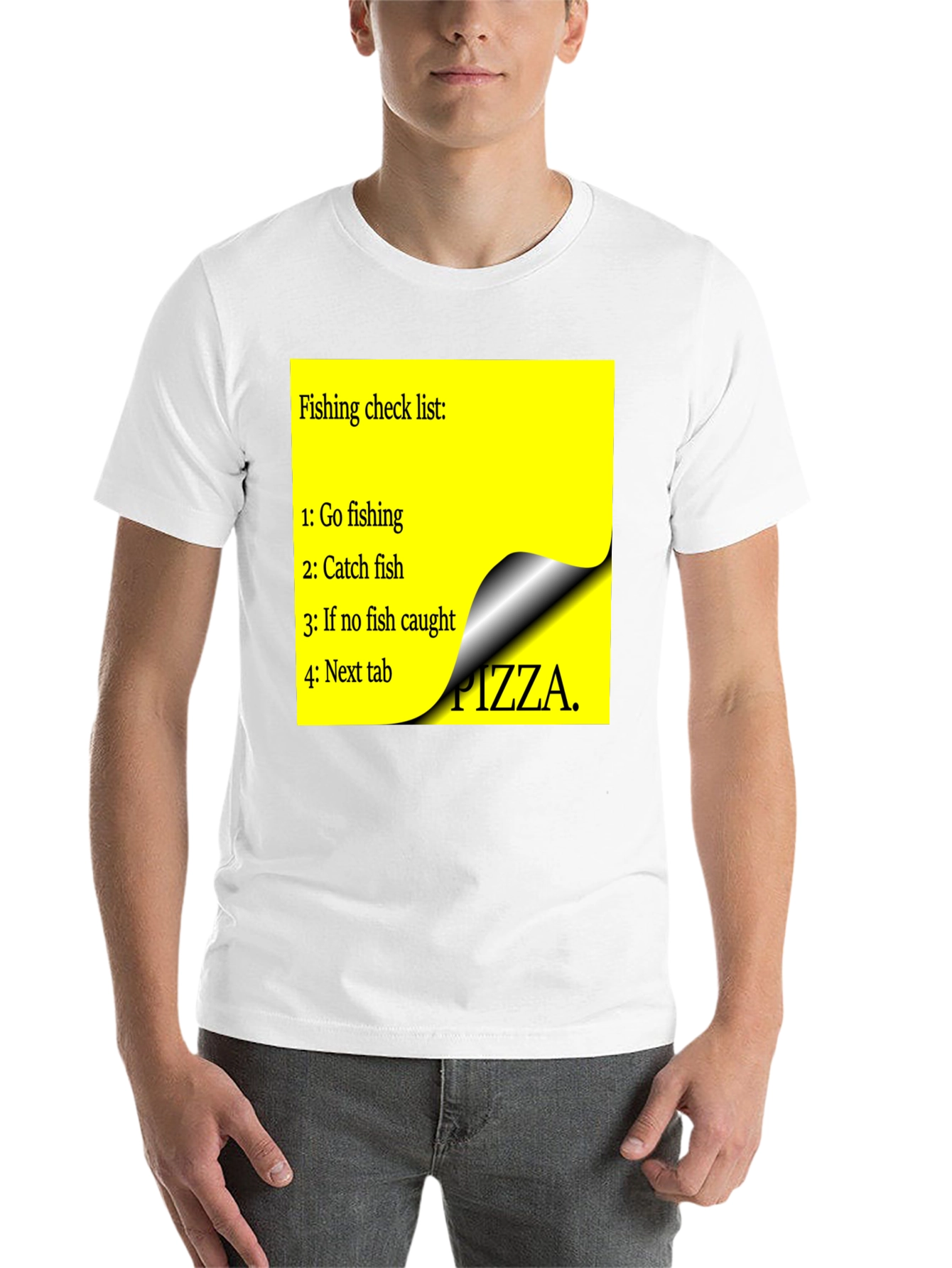 Black Fishing Check List T-Shirt - Funny Pizza Option view 14