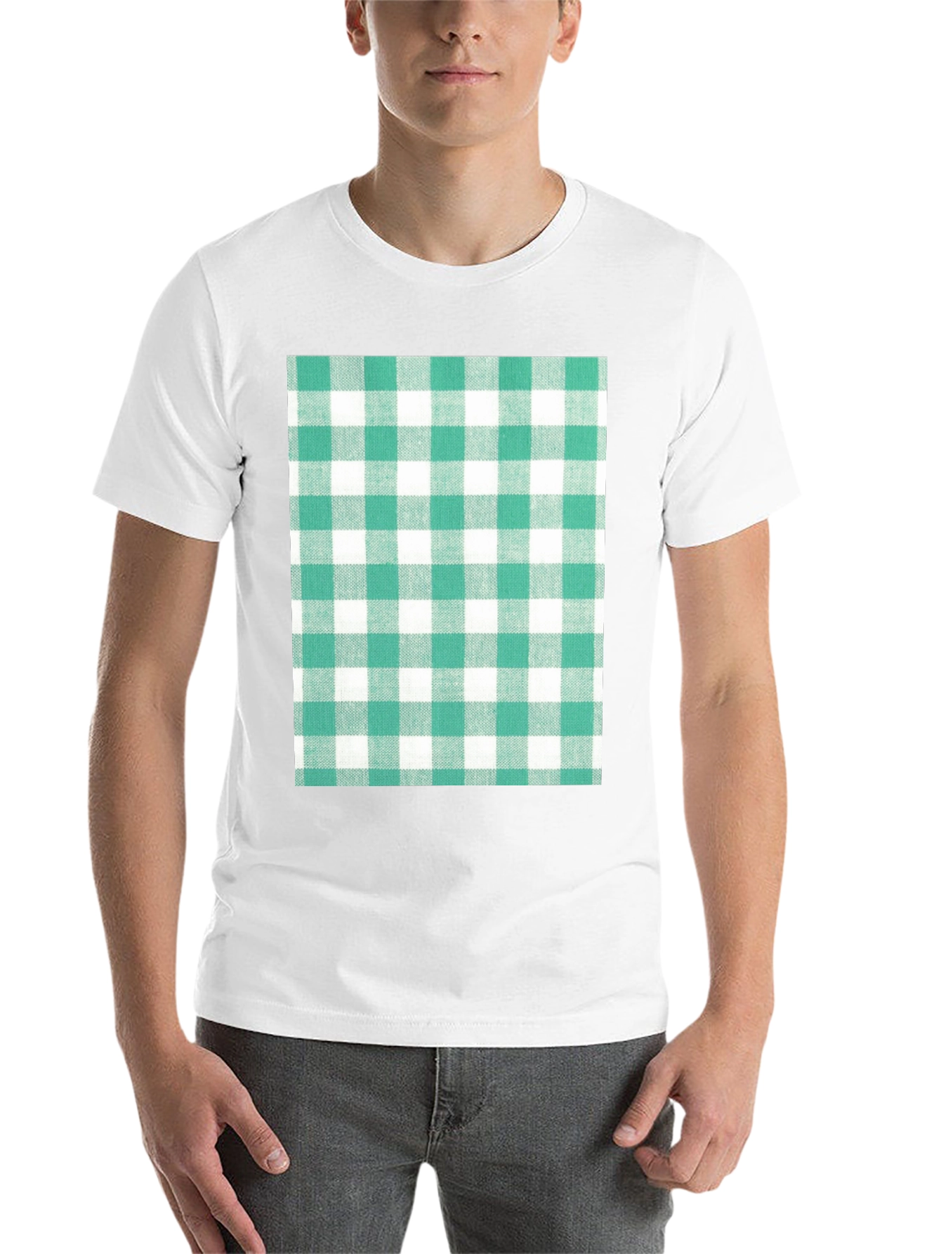 Black Gingham Pattern T-Shirt - Black view 14