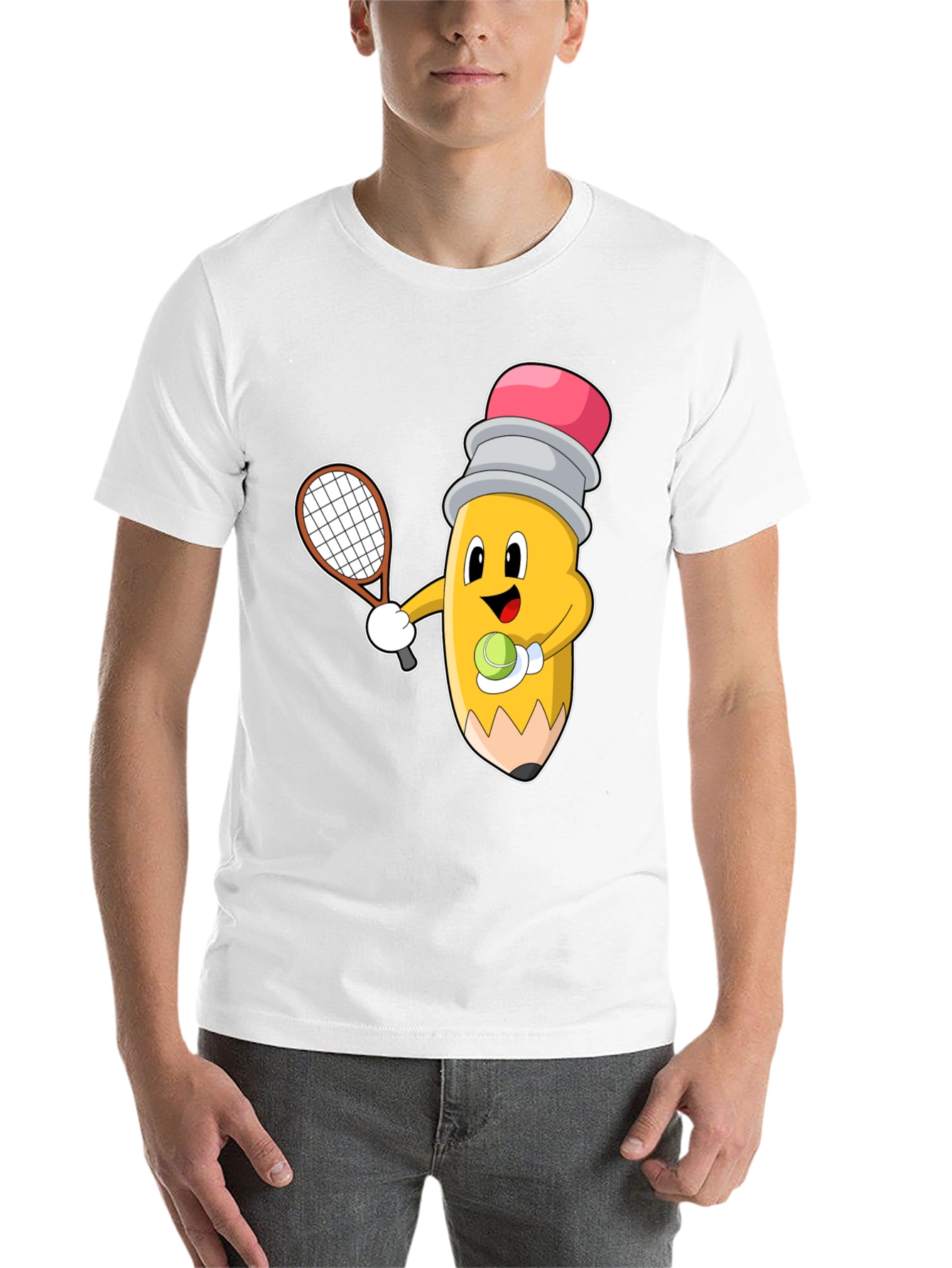 Tennis Pencil Graphic Tee - Funny Sport Shirt - 14