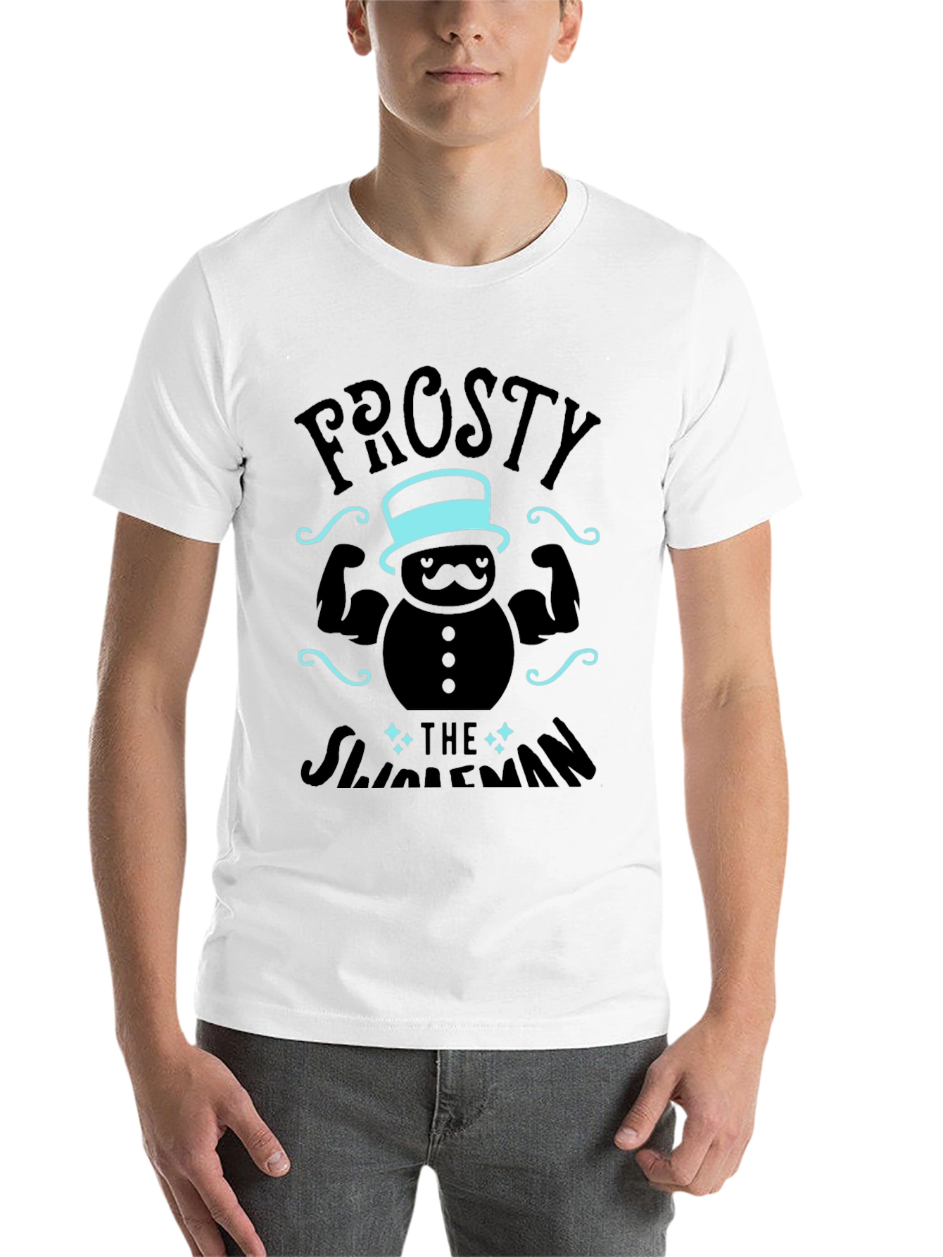 Black Frosty the Slimeman T-Shirt - Funny Gym Tee view 14