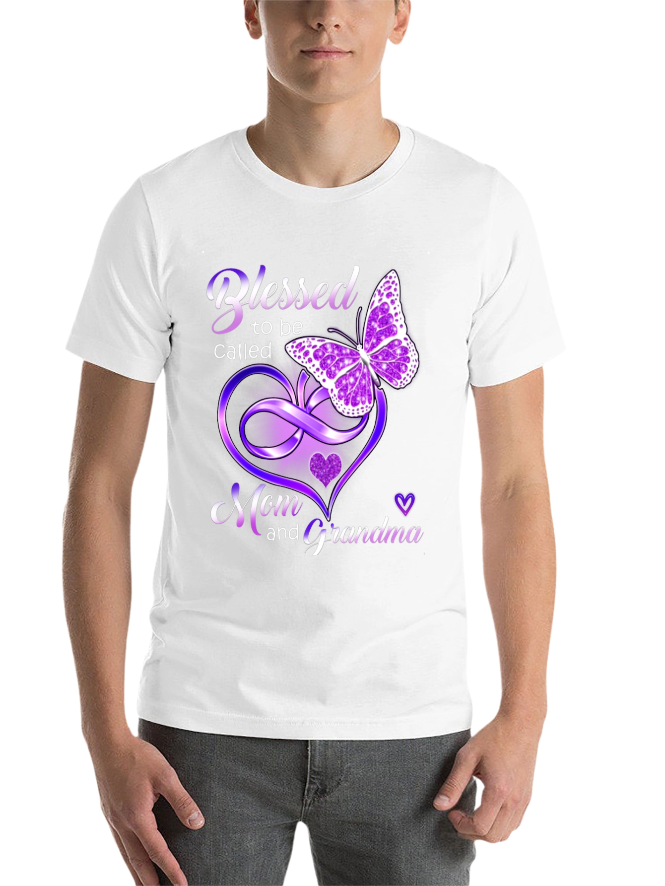 Black Blessed Mom and Grandma T-Shirt with Butterfly Design view 14