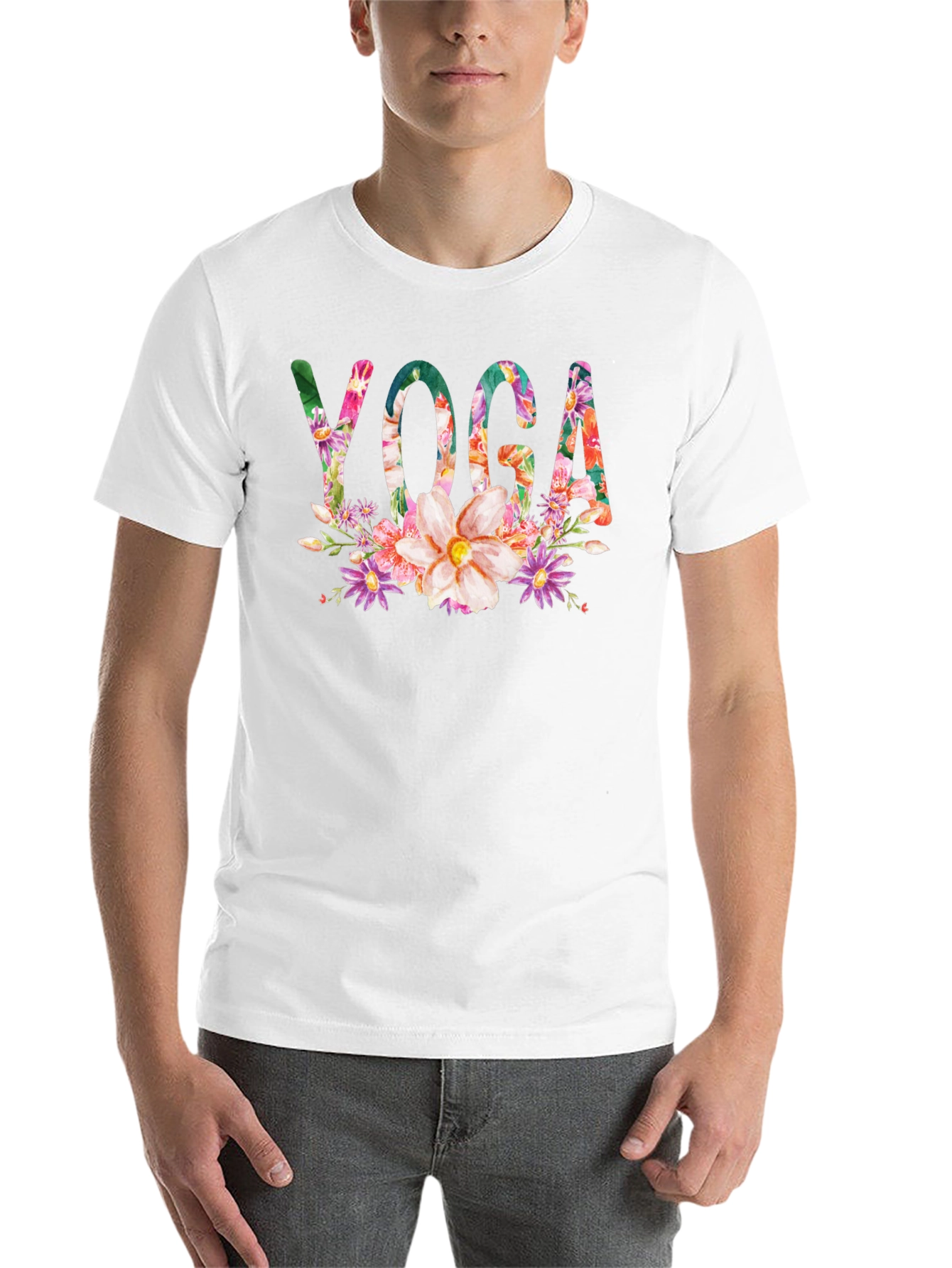 Black Floral Yoga T-Shirt - Black view 14