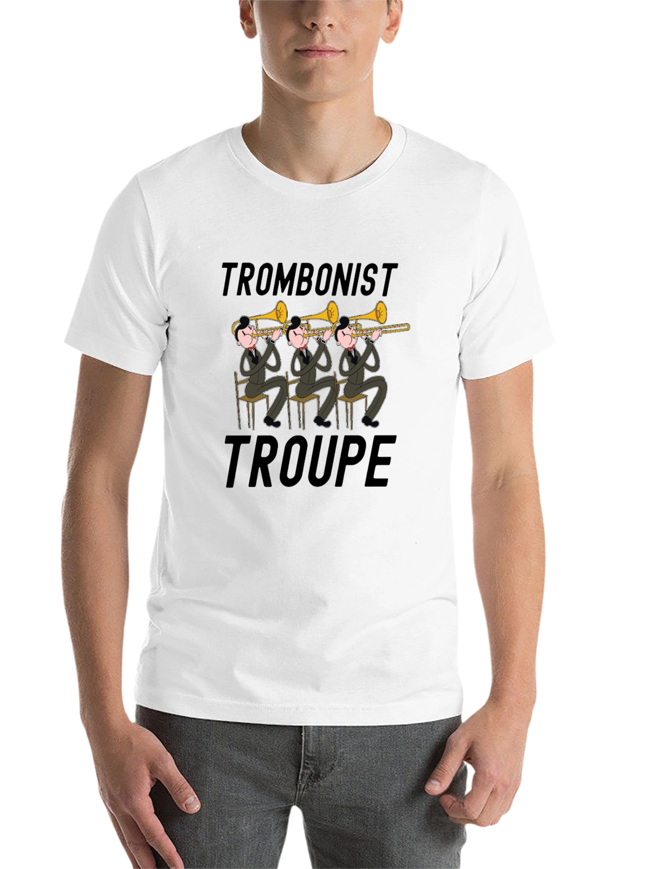 Black Trombonist Troupe Graphic Tee - Musical Humor view 14
