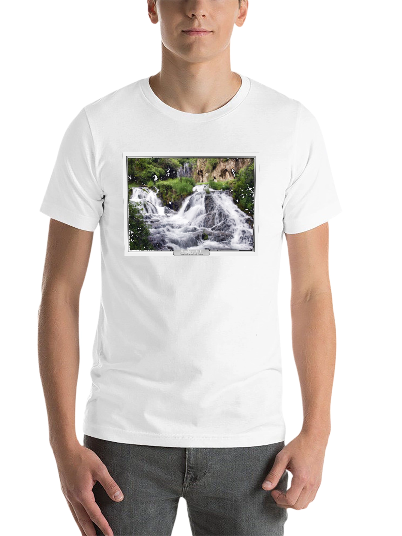Black Black T-Shirt with Waterfall Graphic view 14