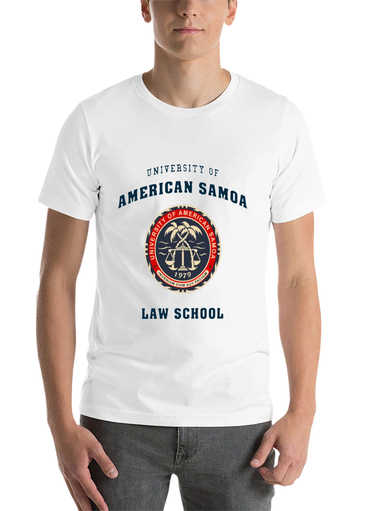 Black American Samoa Law School T-Shirt view 14