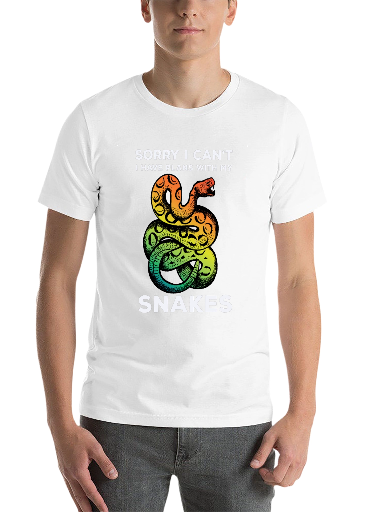 Black Funny Snake T-Shirt: Sorry I Can't, Snake Lover Tee view 14