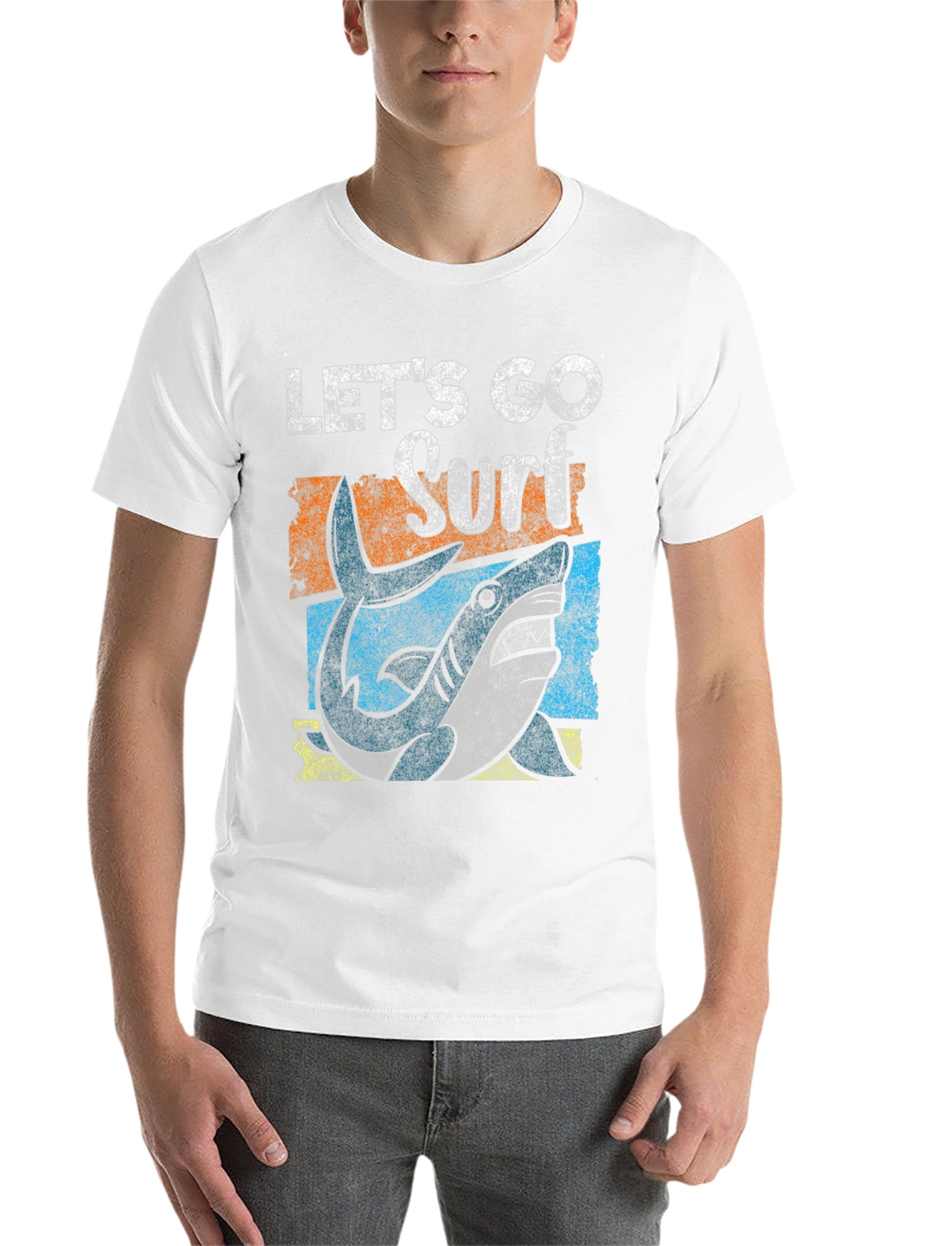 Black Let's Go Surf Shark Graphic Tee - Black view 14