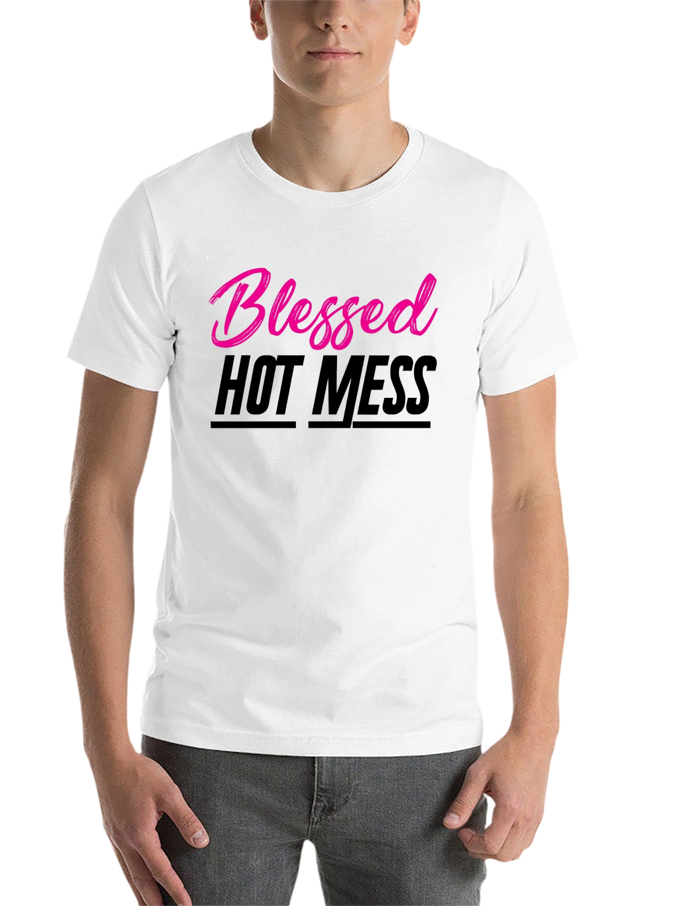 Black Blessed Hot Mess T-Shirt - Trendy Graphic Tee view 14