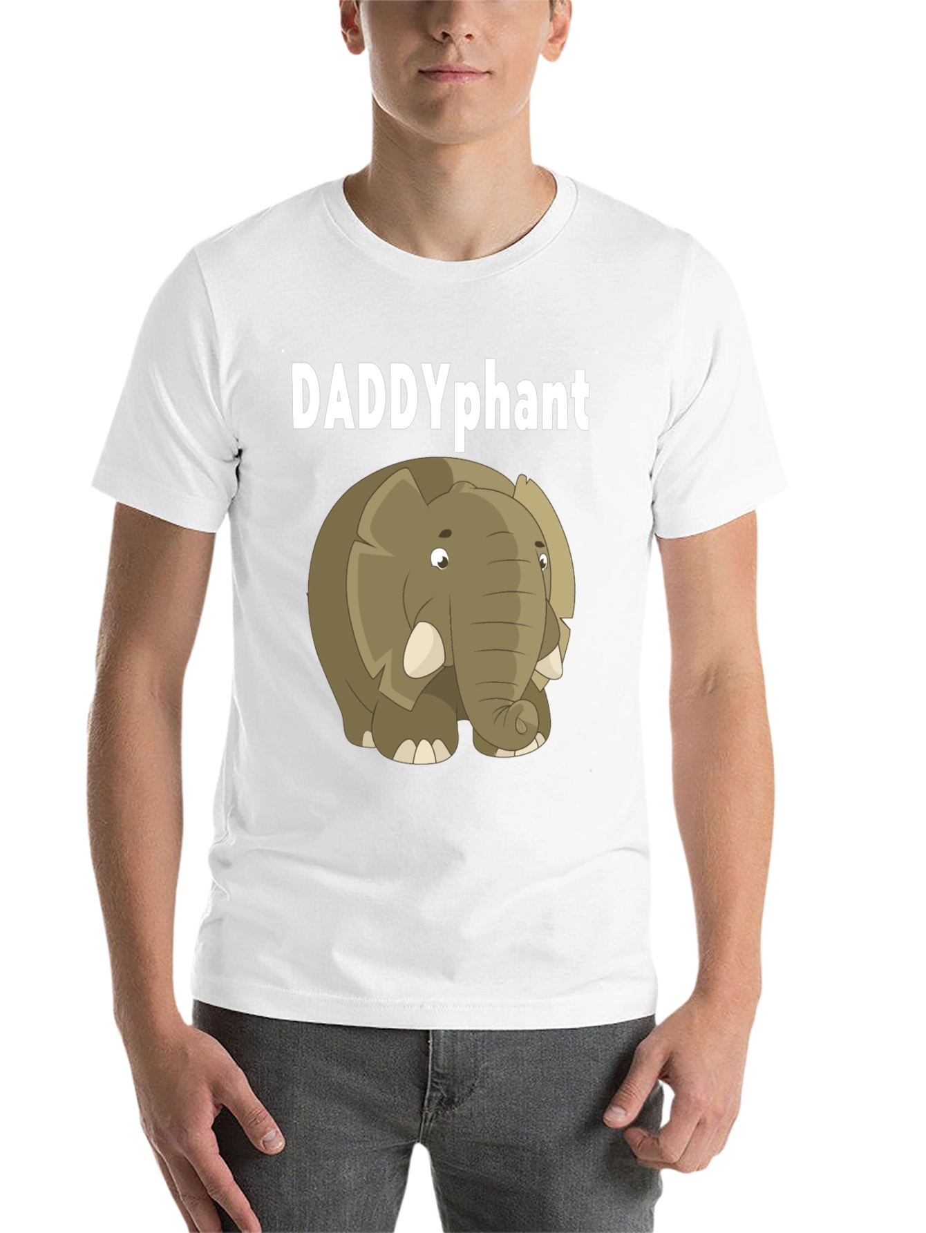 Black DADDYphant Elephant Cartoon Black T-Shirt view 14