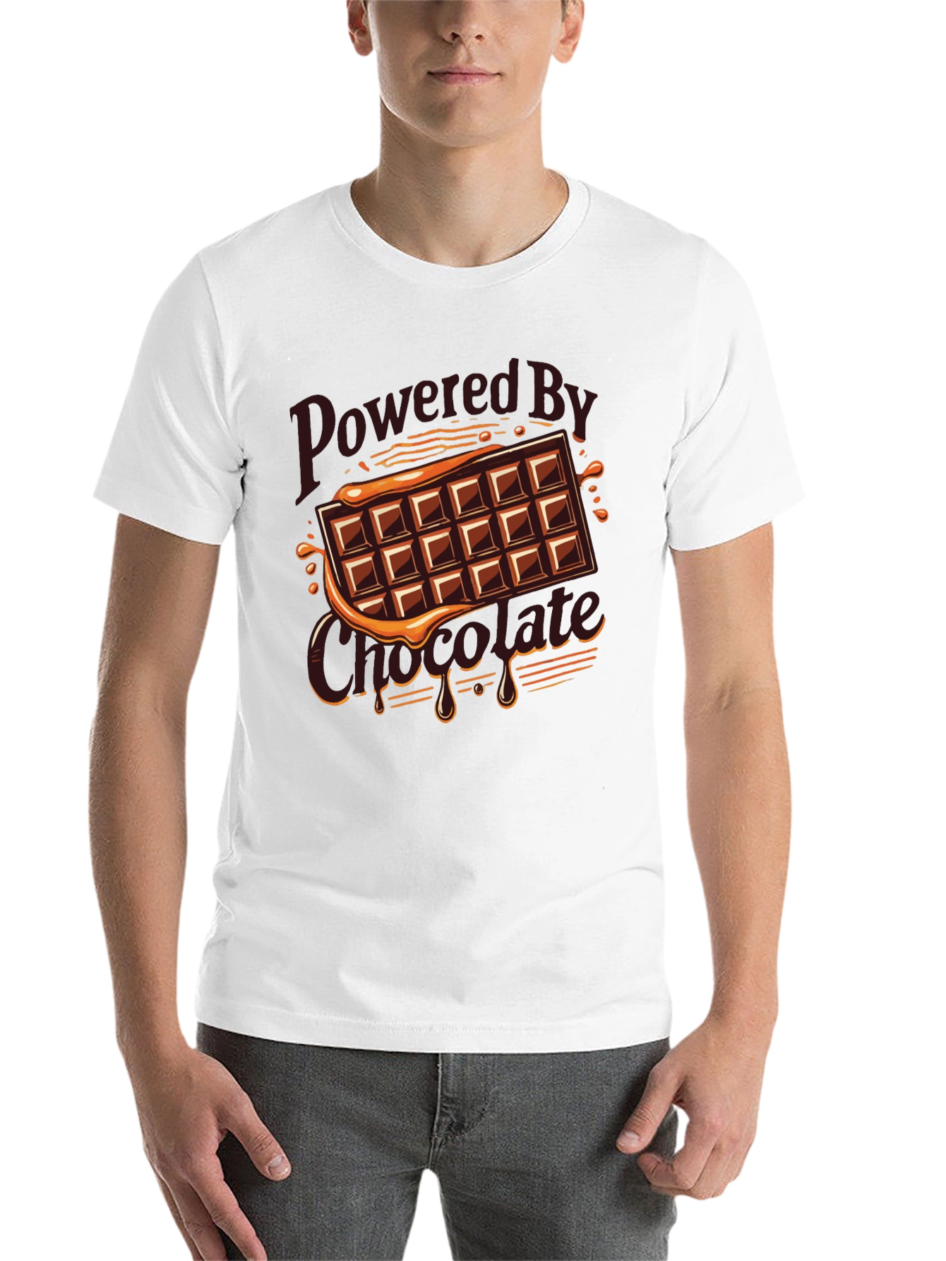 Black Powered By Chocolate Graphic Tee view 14