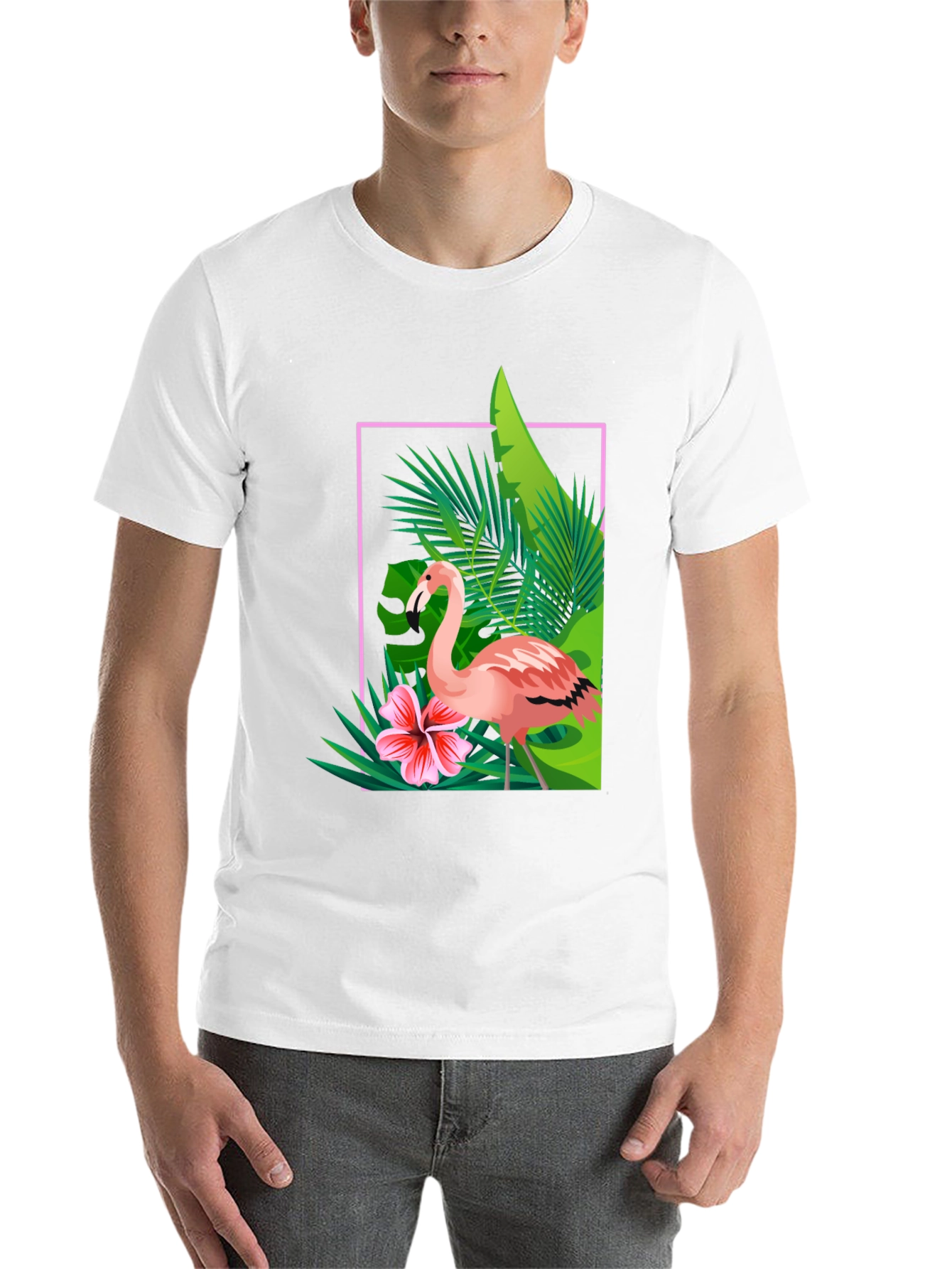 Black Tropical Flamingo Graphic Tee - Stylish Summer T-Shirt view 14