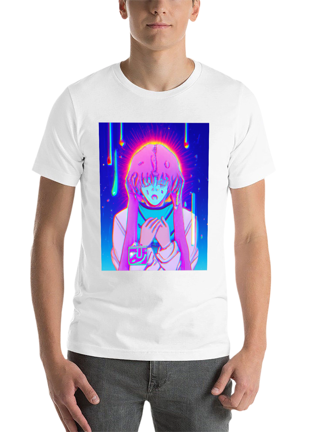 Black Anime Girl Graphic T-Shirt - Vivid Black Tee view 14