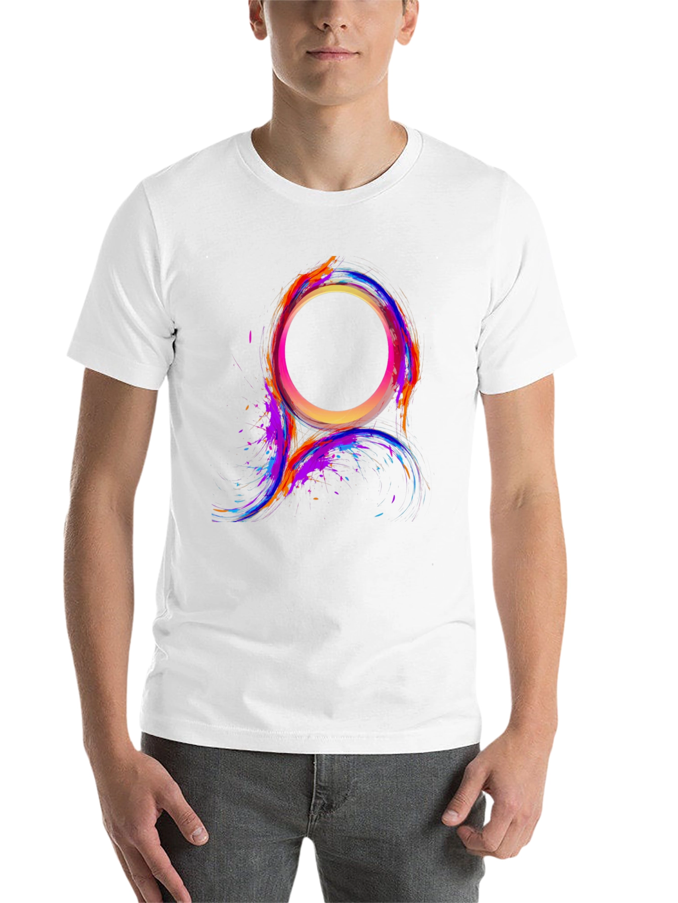 Black Abstract Color Burst Circle T-Shirt view 14