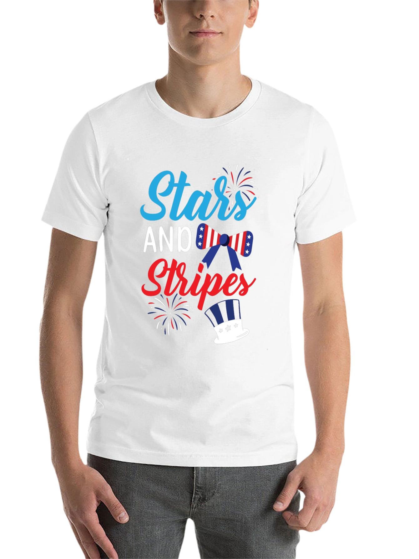 Black Stars and Stripes Patriotic Graphic T-Shirt view 14
