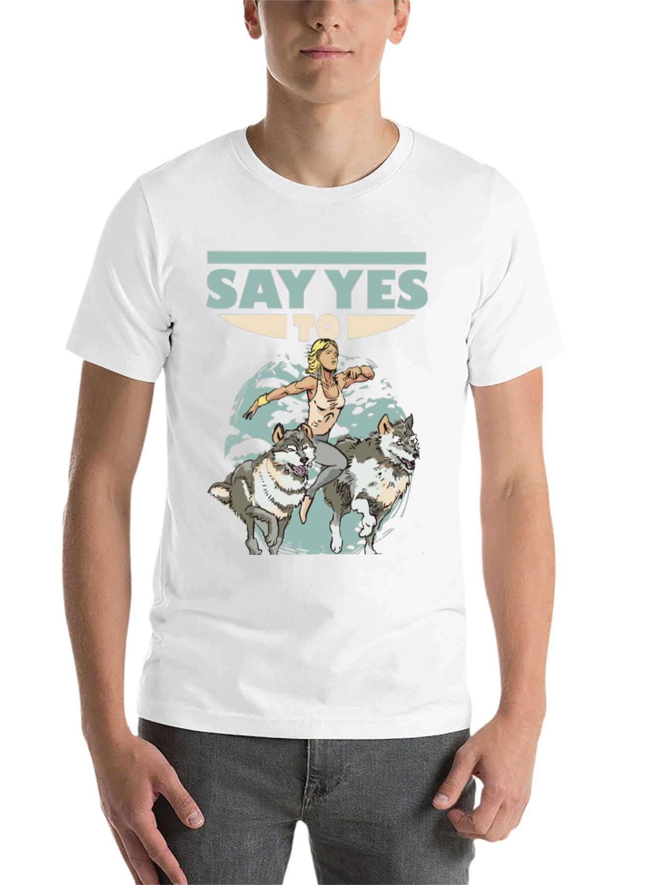 Black Say Yes To Wolves Graphic Tee - Unisex Black T-Shirt view 14