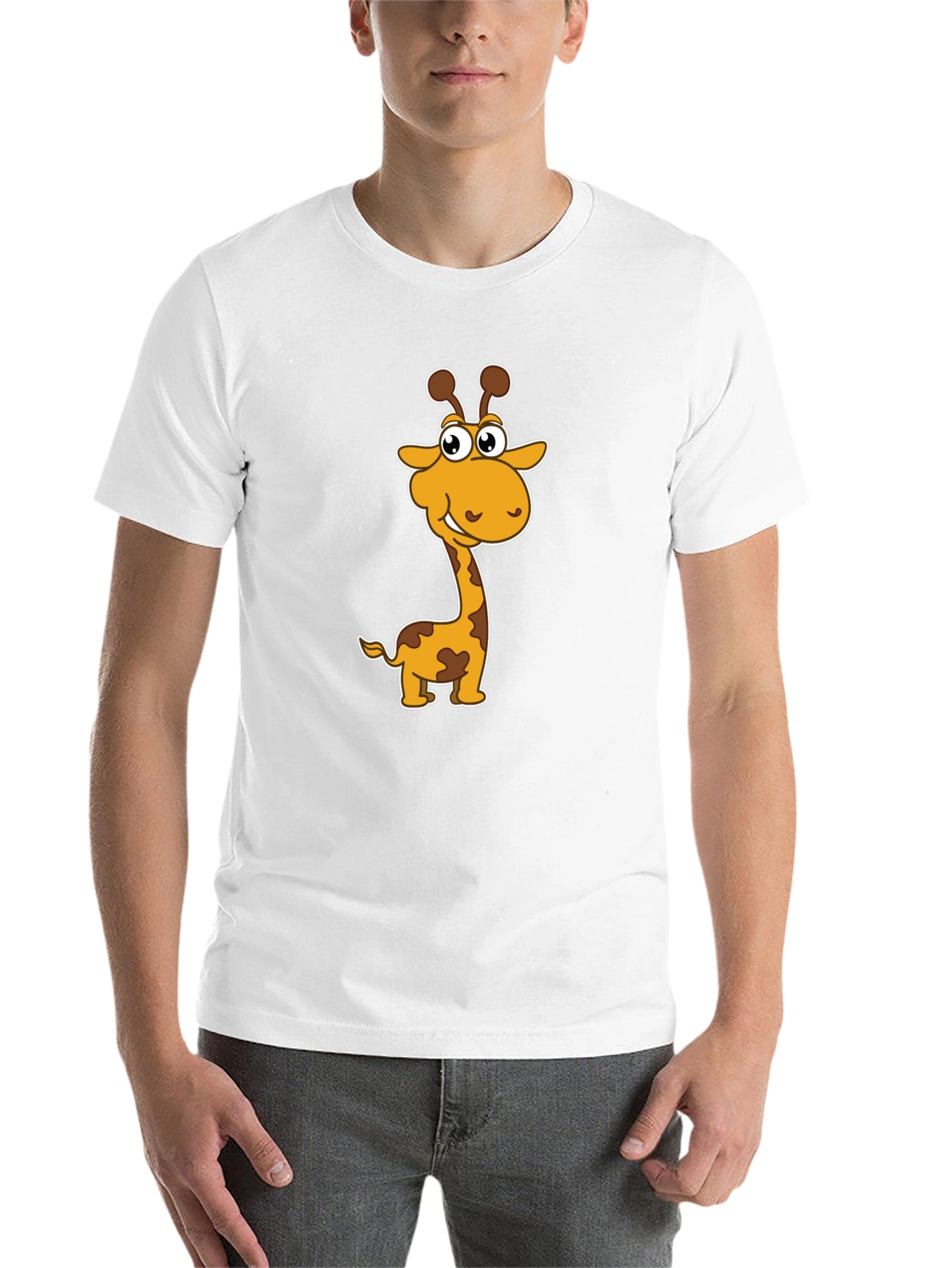 Black Cartoon Giraffe Graphic Tee - Men's Black T-Shirt view 14