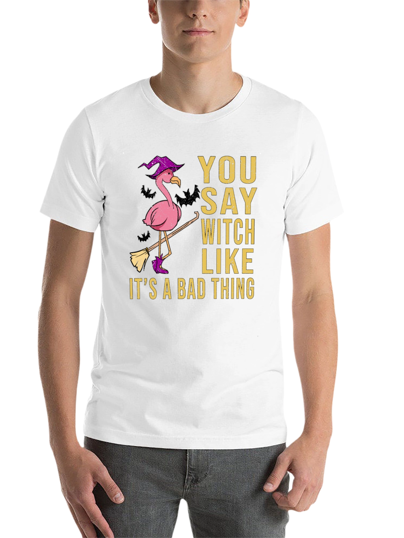 Black You Say Witch Like It's A Bad Thing Flamingo T-Shirt view 14
