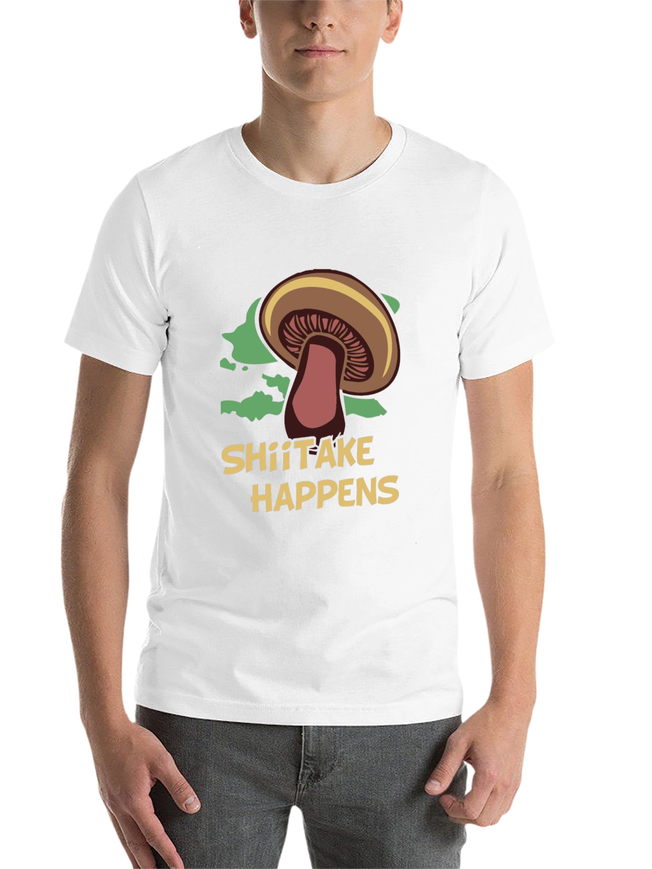Black Shiitake Happens Funny Mushroom Graphic T-Shirt view 14