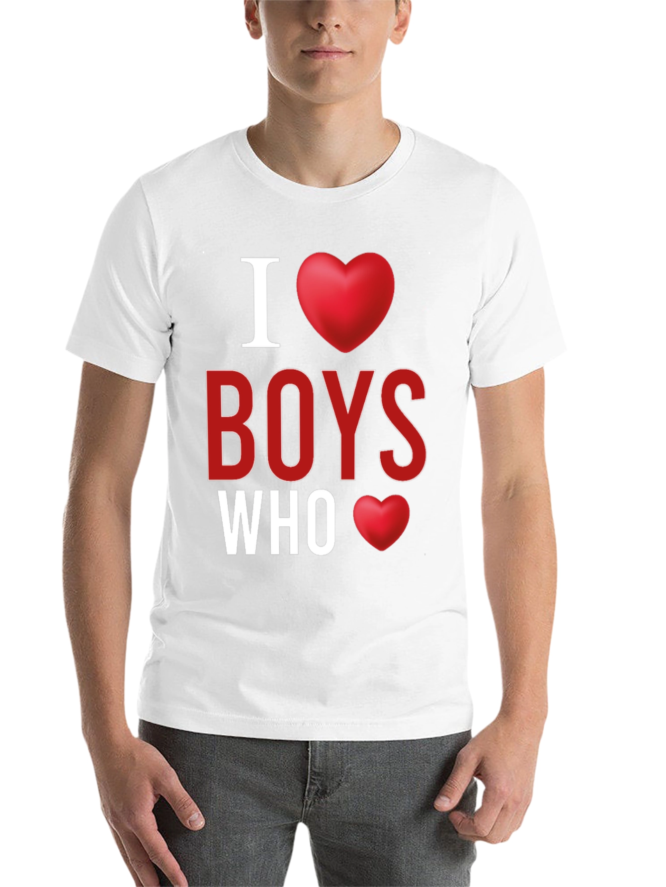 Black I Heart Boys Who T-Shirt - Novelty Graphic Tee view 14
