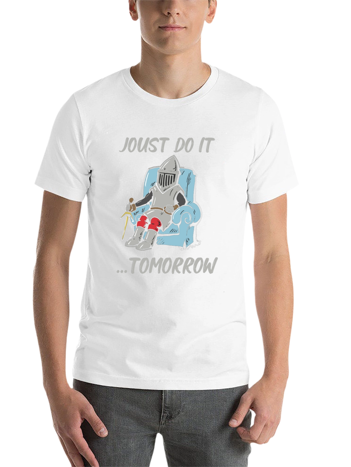 Black Joust Do It Tomorrow Funny Knight T-Shirt view 14