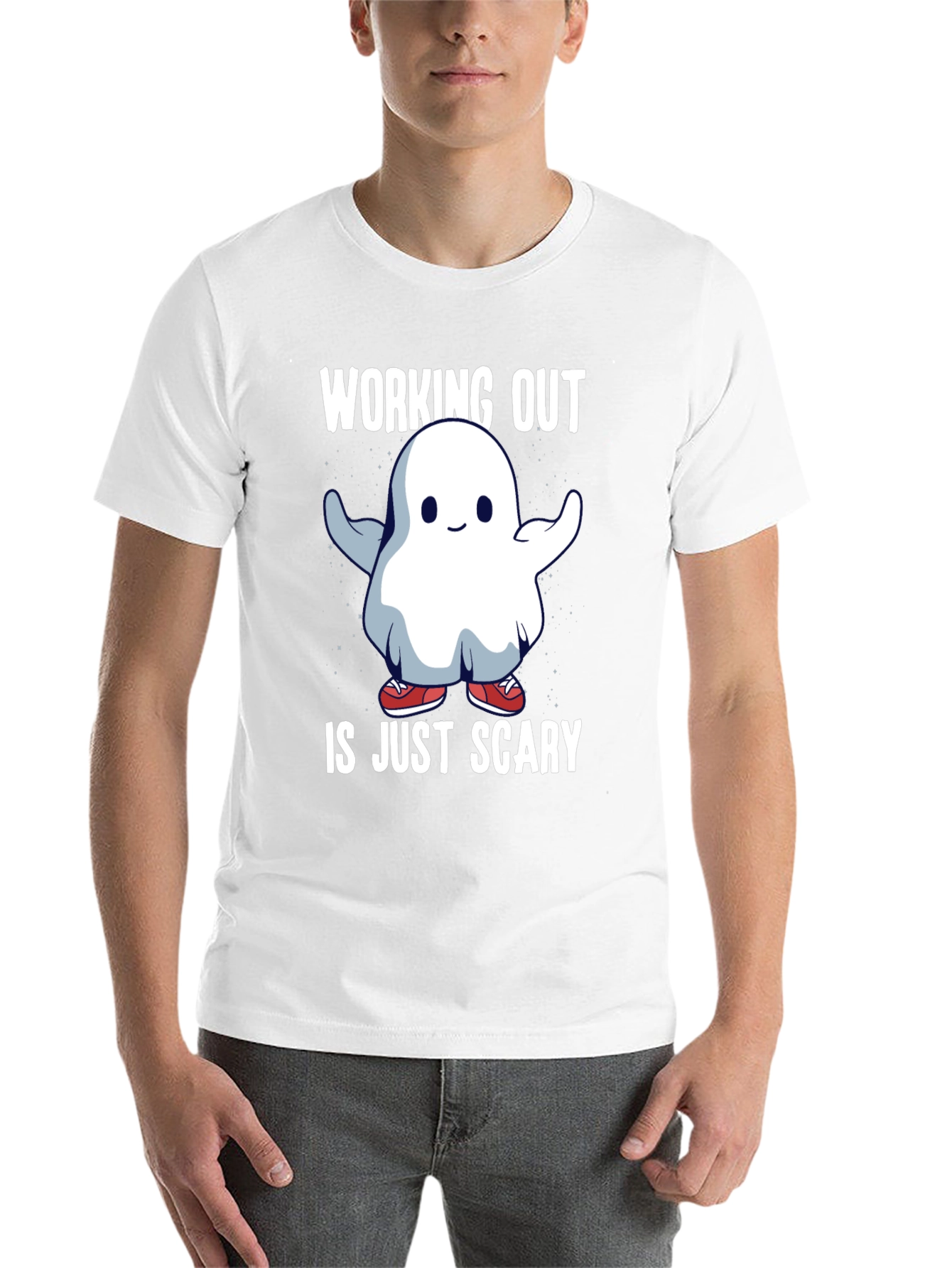 Black Workout Ghost T-Shirt - Scary Gym Humor Tee view 14