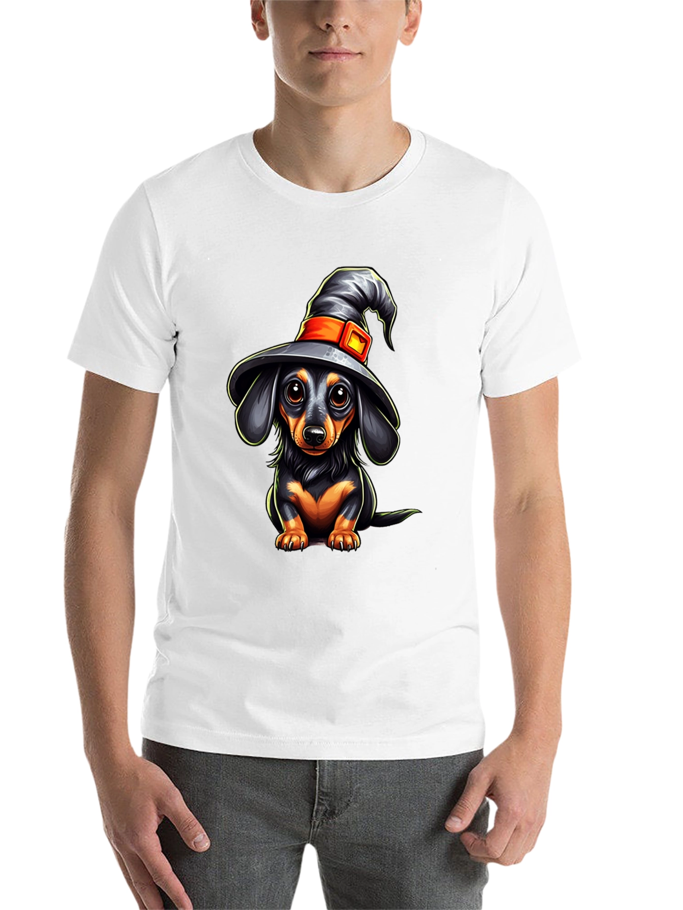 Black Witch Dachshund T-Shirt - Halloween Dog Tee view 14