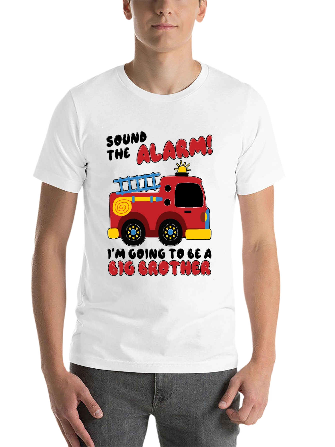 Black Big Brother Firetruck Announcement T-Shirt view 14
