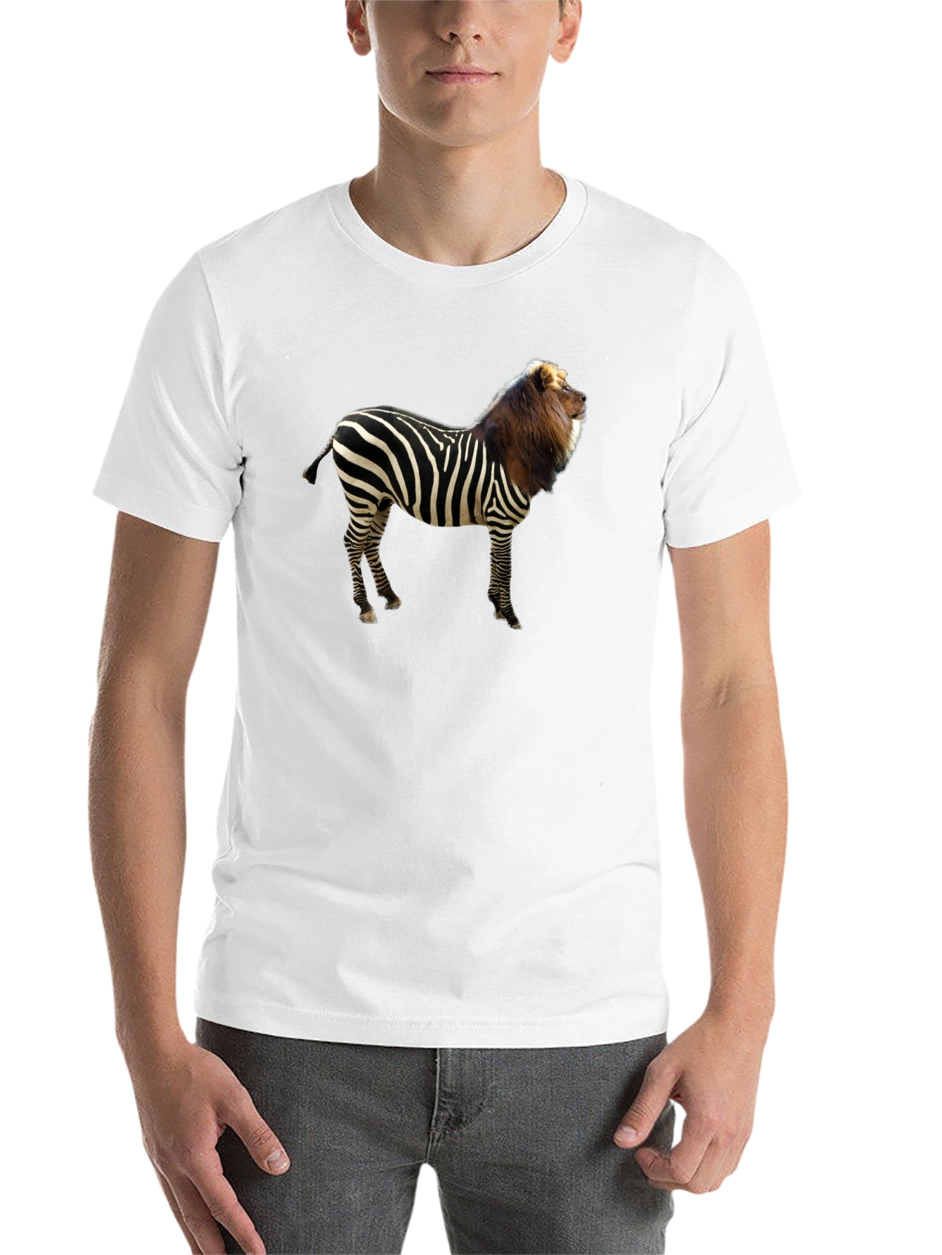 Black Zebra Lion Hybrid Graphic T-Shirt view 14