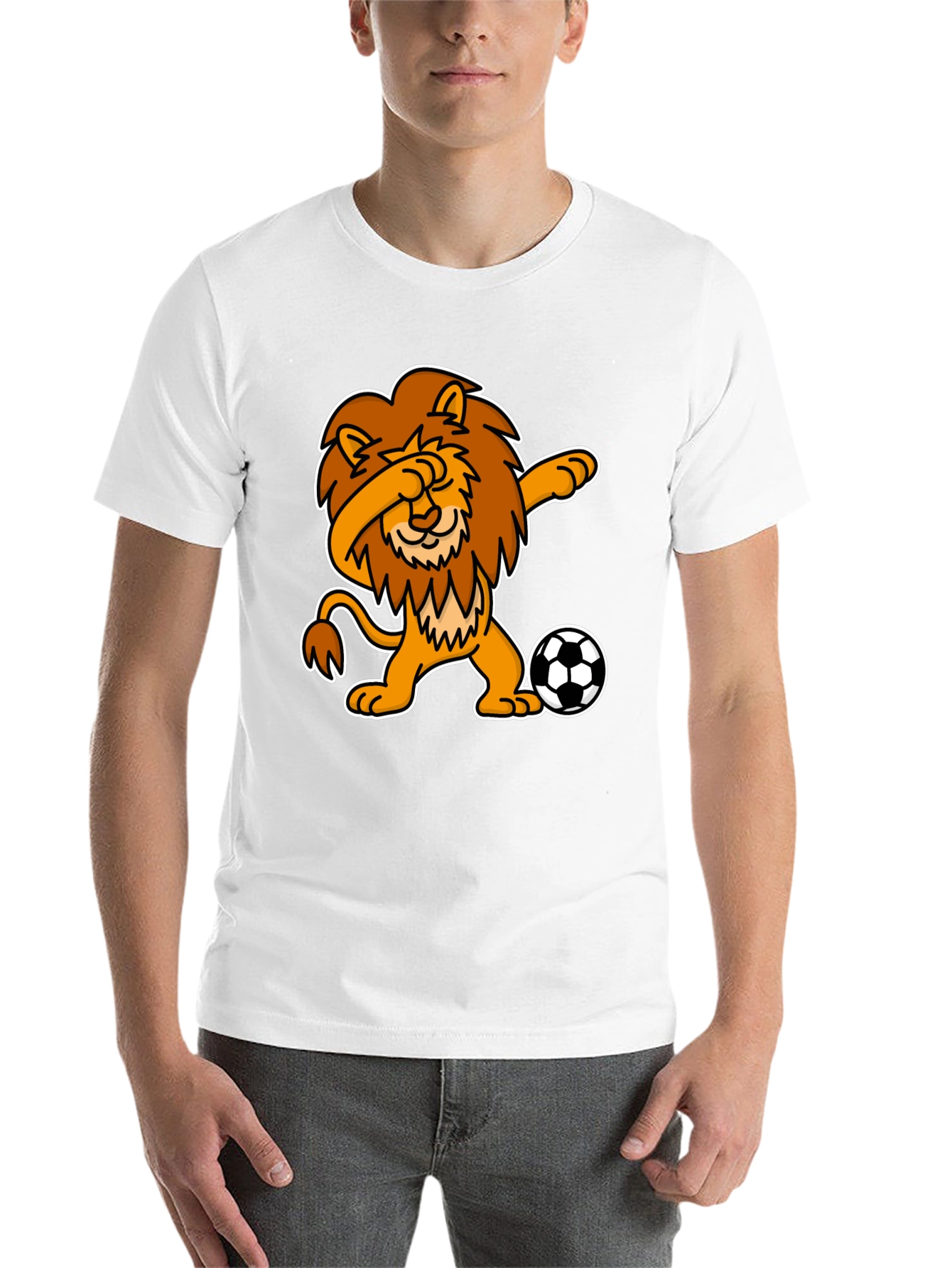 Black Dabbing Lion Soccer T-Shirt - Black view 14