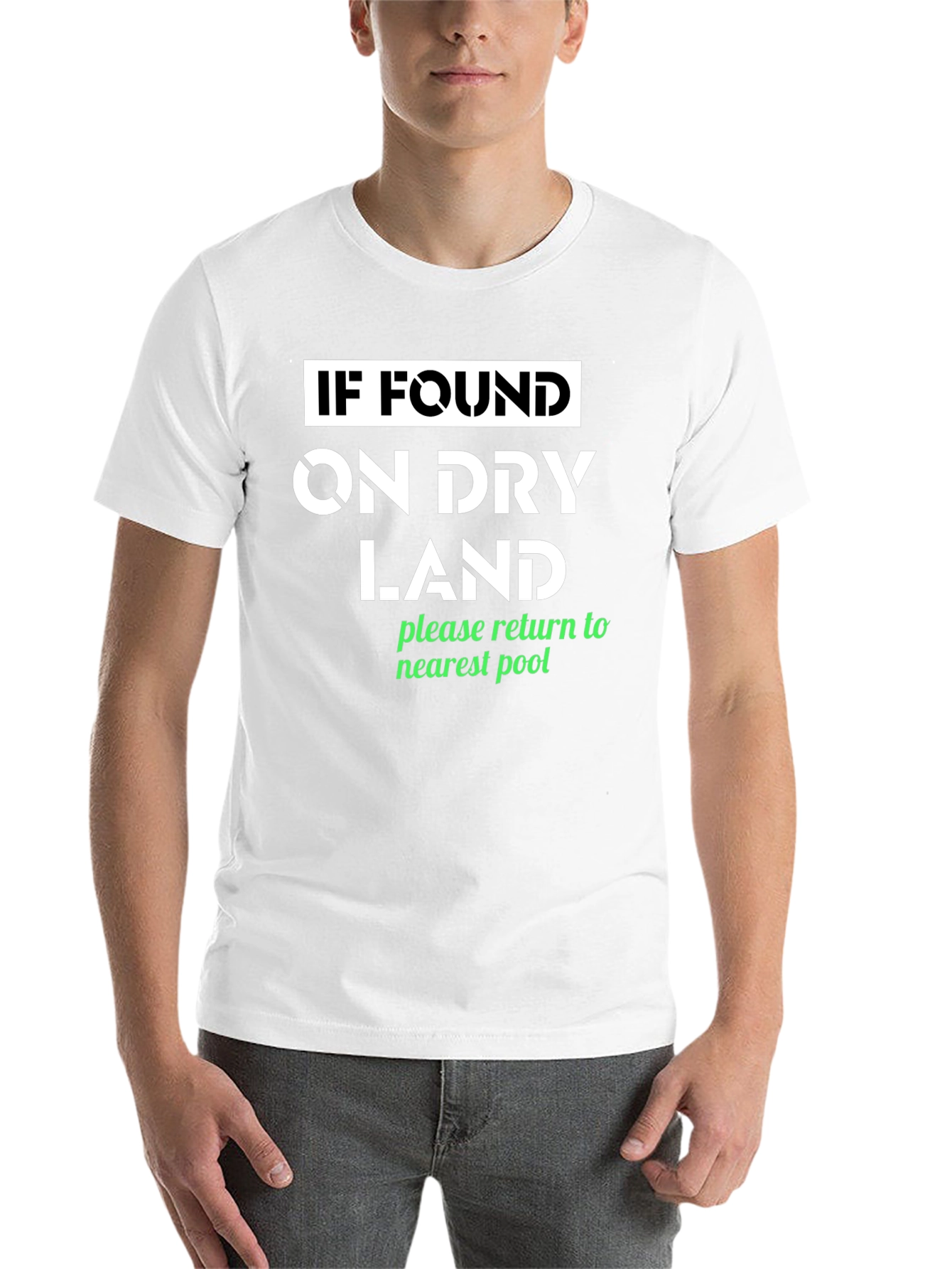Black Funny Dry Land Pool T-Shirt view 14
